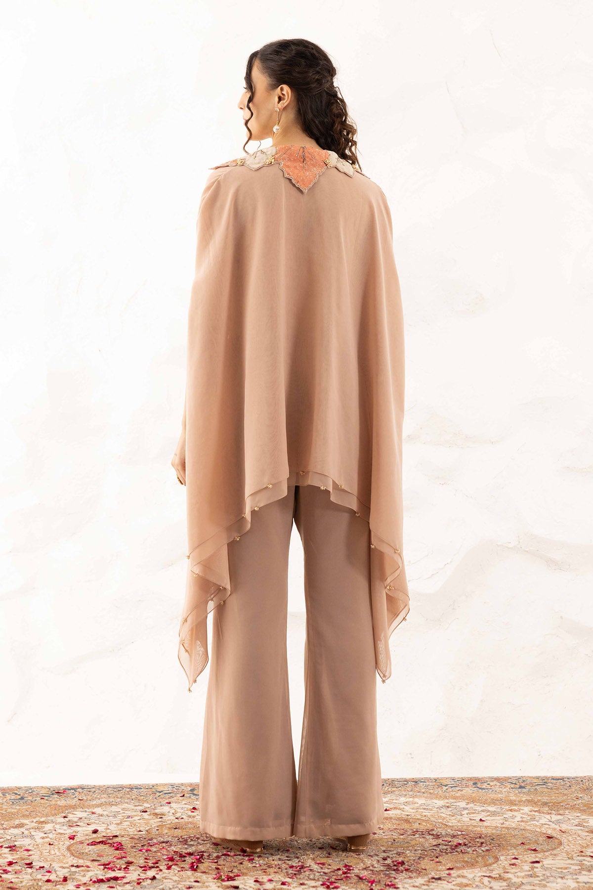 Brown Applique Work Top & Pants