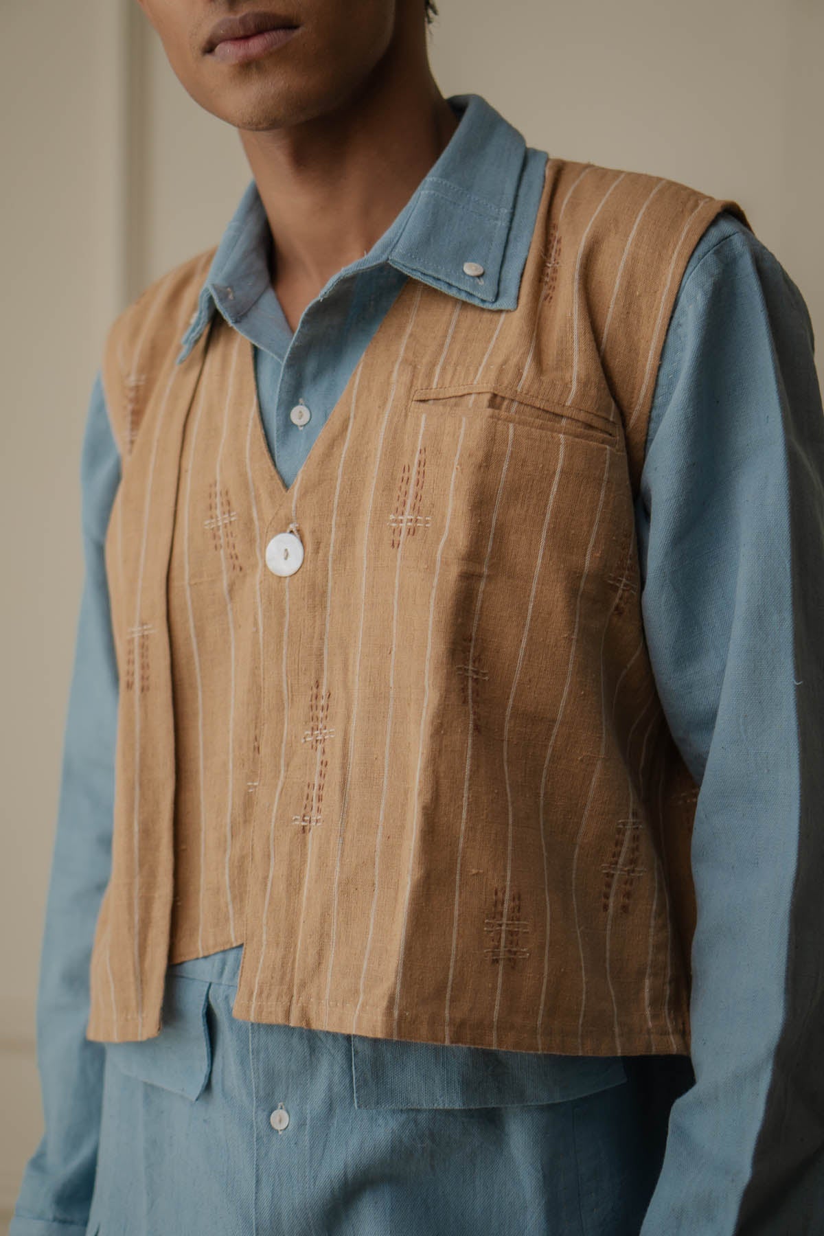 Buy Designer Brown Asymmetric Waistcoat By Lafaani