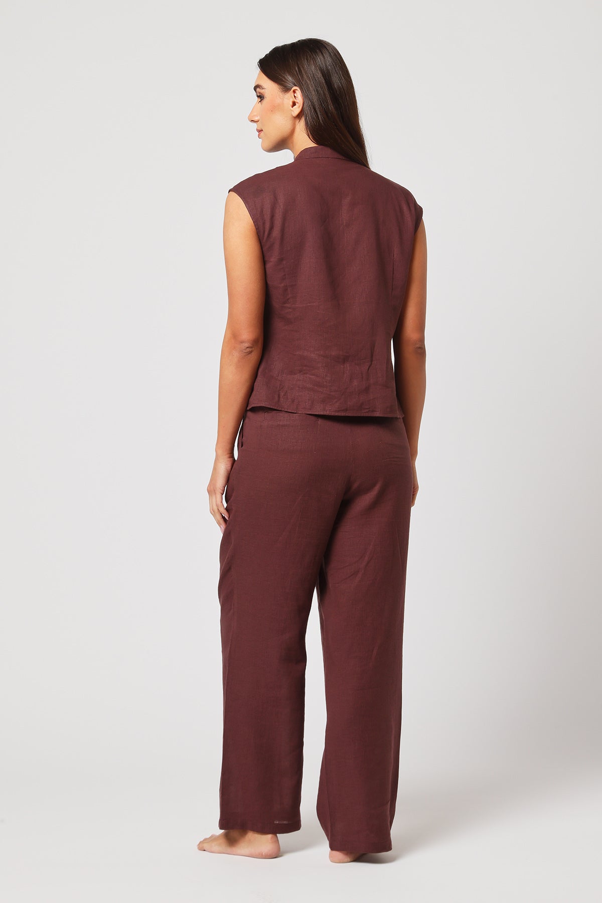 Brown Asymmetrical Collar Top