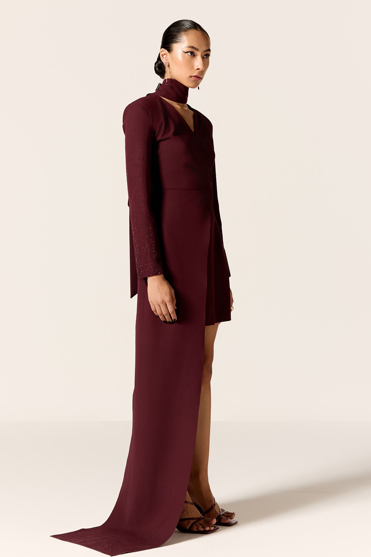 Brown Asymmetrical Mini Dress