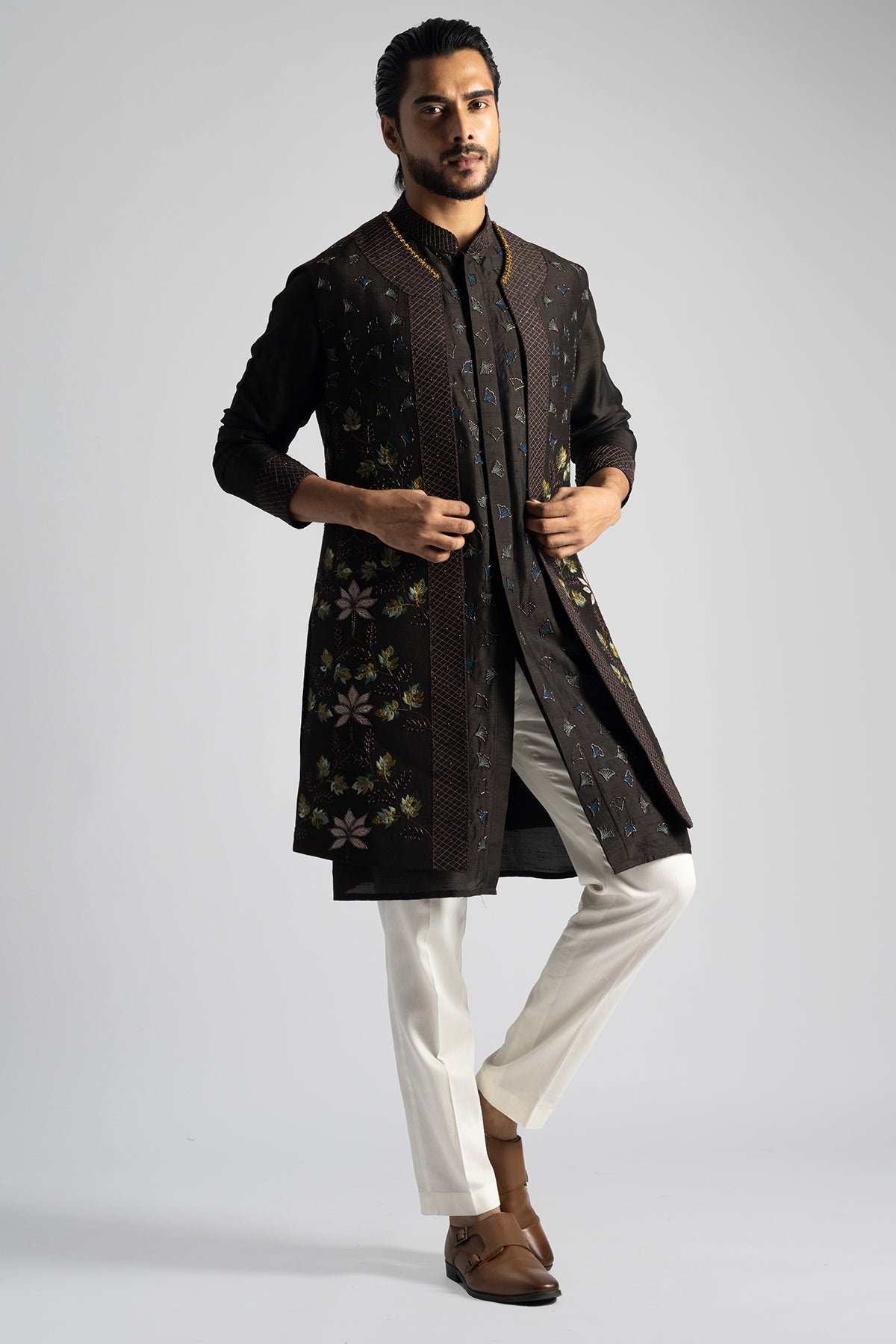 Buy Brown Bamberg Silk Kurta Set for men by Paarsh Atelier online available at scrollnshops