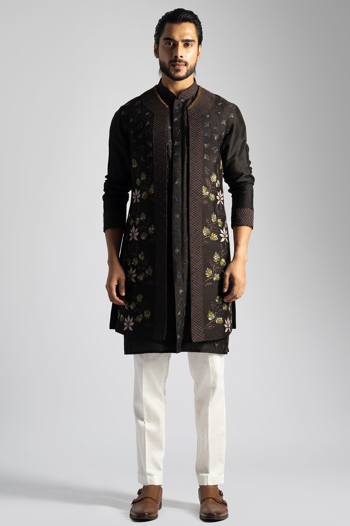 Brown Bamberg Silk Kurta Set