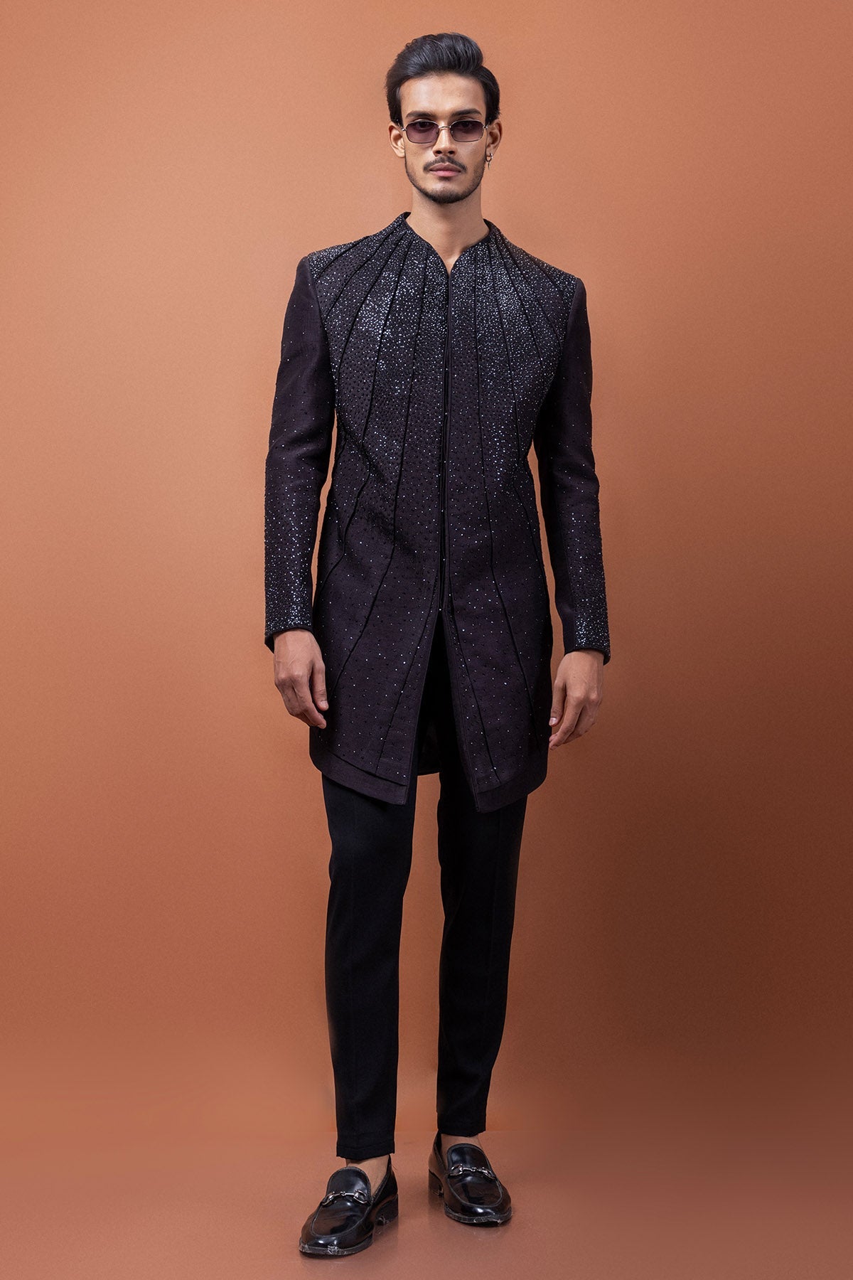 Buy Brown Bamsilk Stone Work Jacket for men by Paarsh Atelier online available at scrollnshops