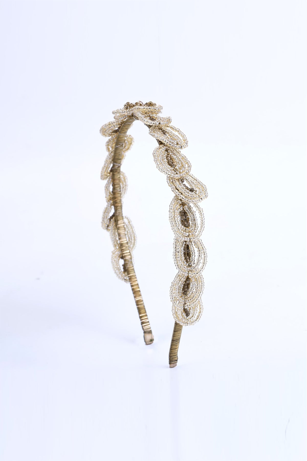 Brown Beaded Swirl Hairband