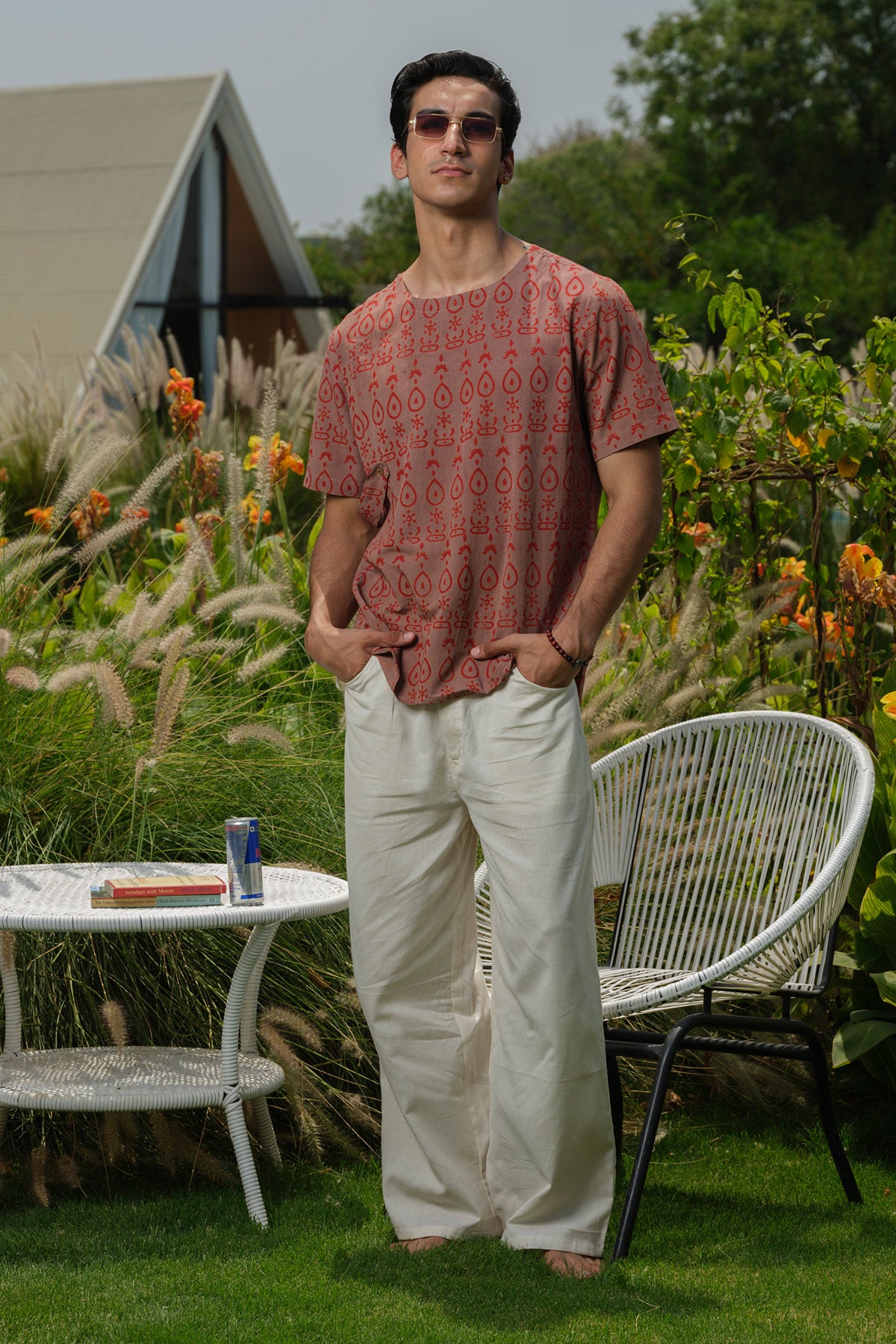 Brown Block Printed Short Kurta