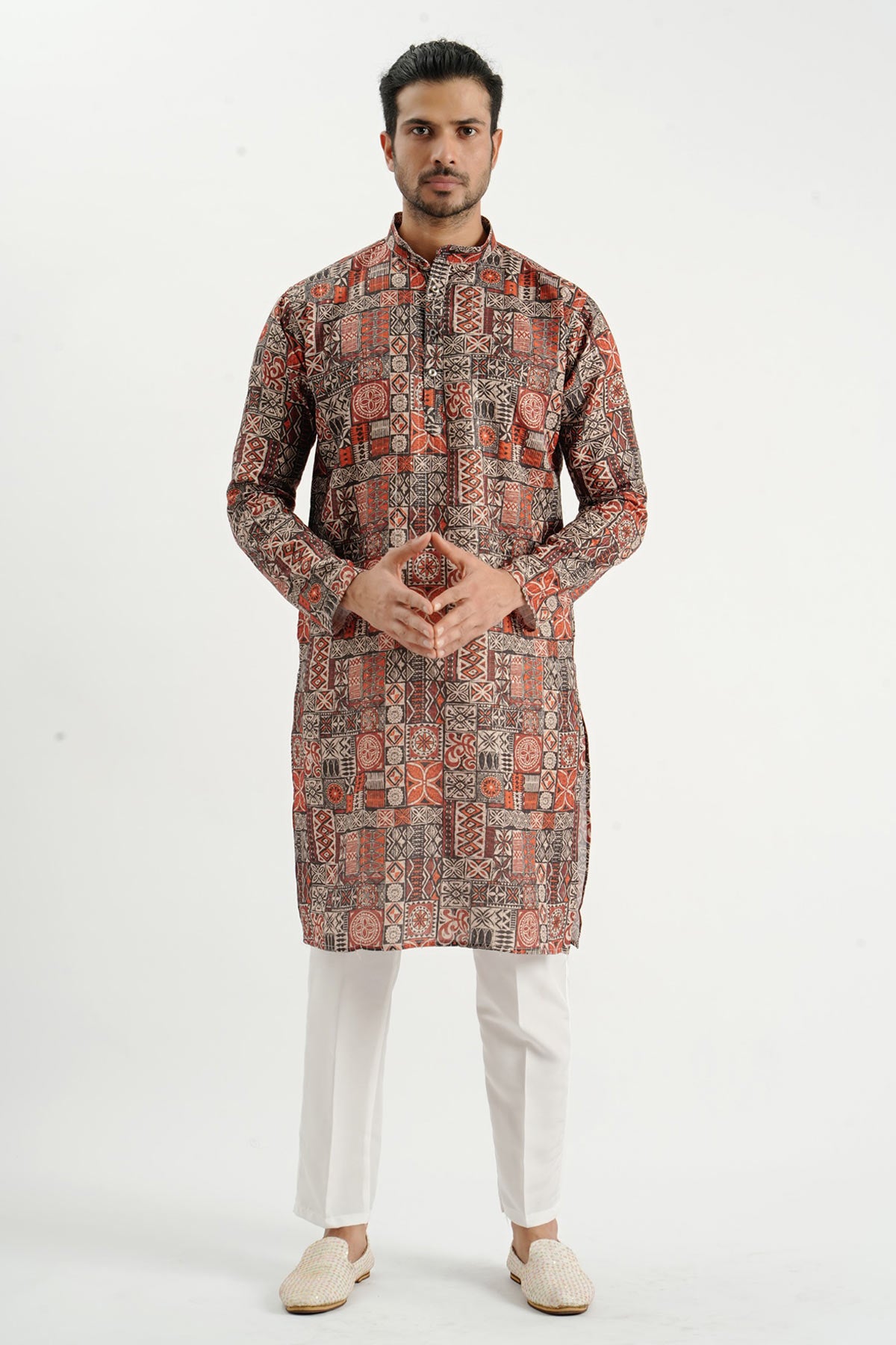 Brown Box Crochet Printed Kurta