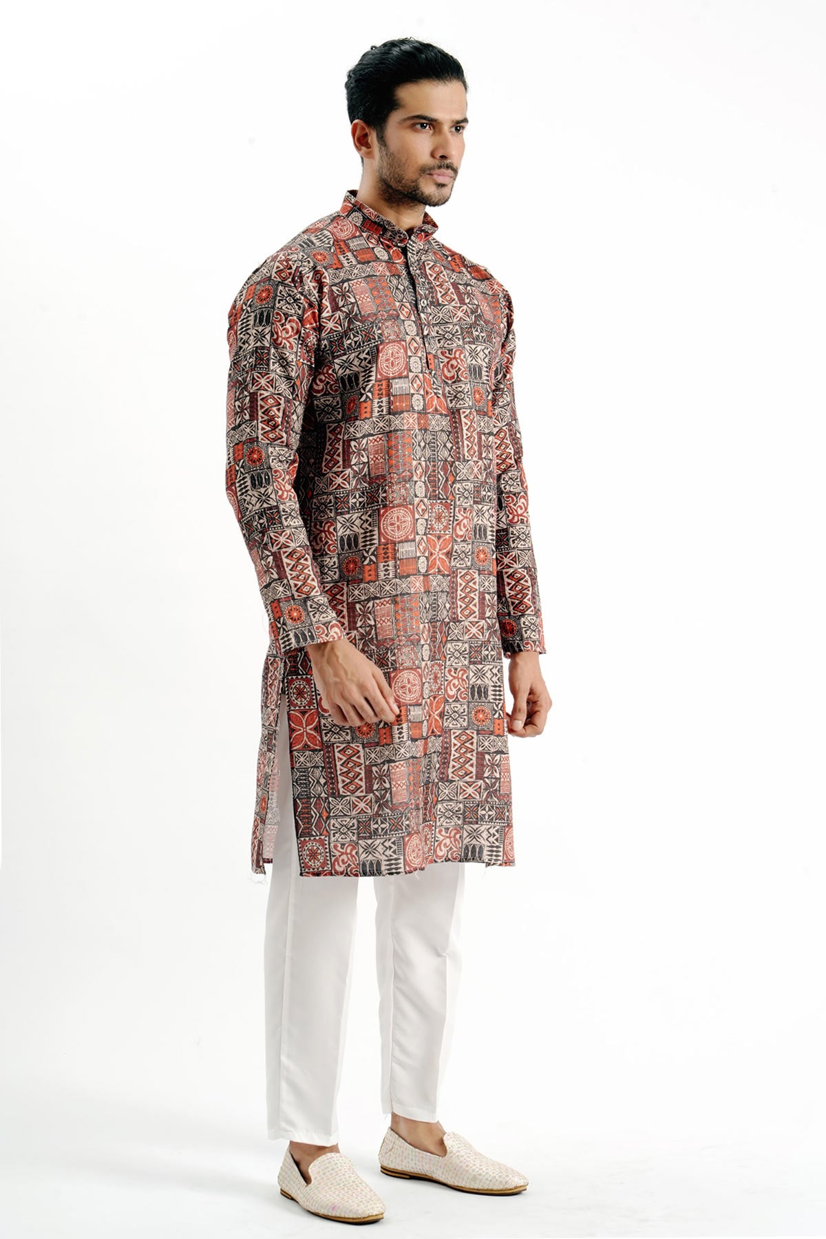 Brown Box Crochet Printed Kurta