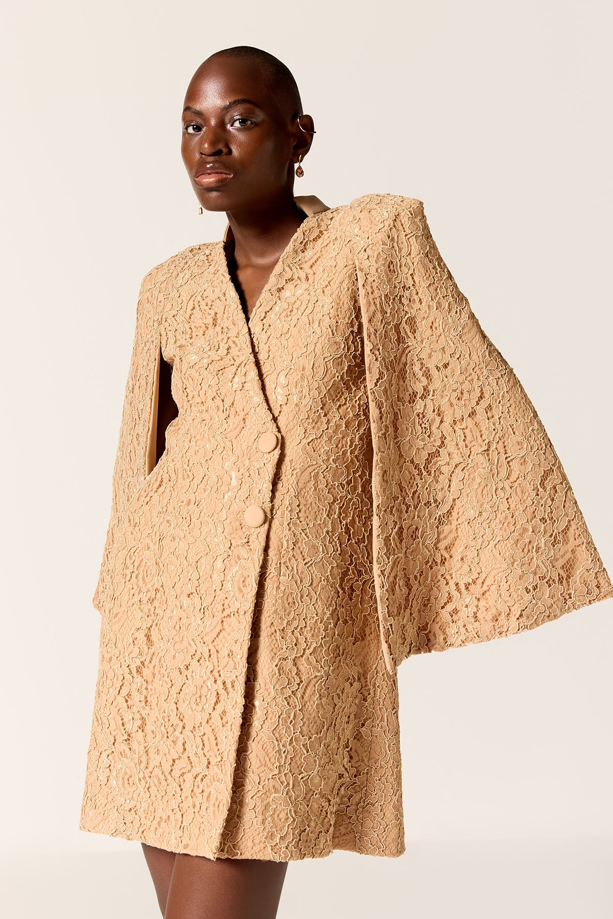 Brown Chantilly Lace Mini Dress