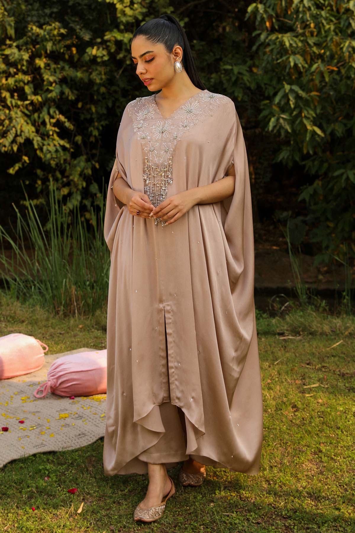Buy Brown Chiffon Kaftan & Palazzo Online