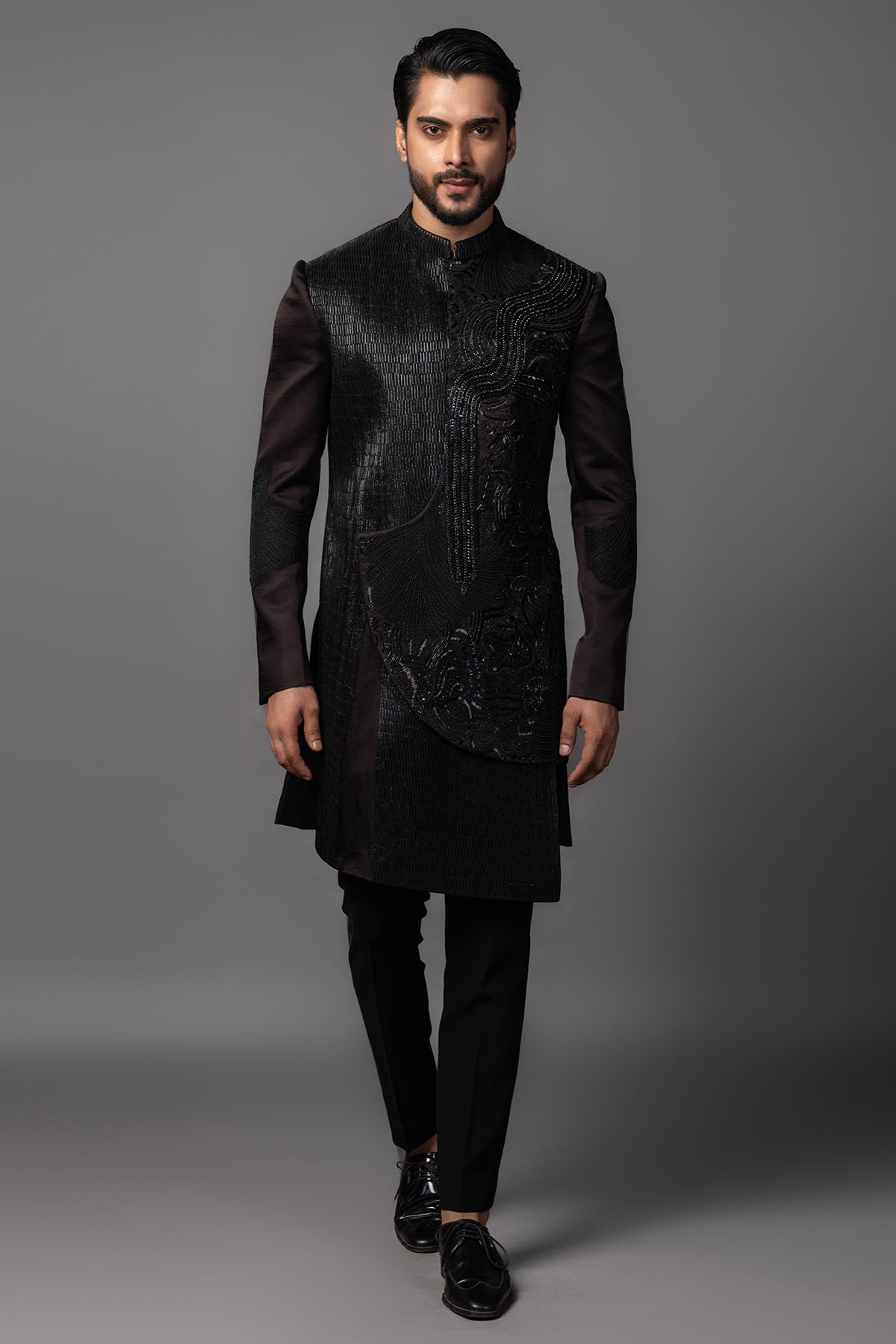 Buy Brown Cord Resham Achkan Set for men by Paarsh Atelier online available at scrollnshops