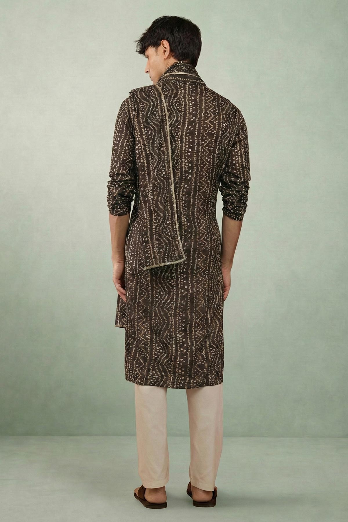 Brown Cotton Bandhani Kurta Set