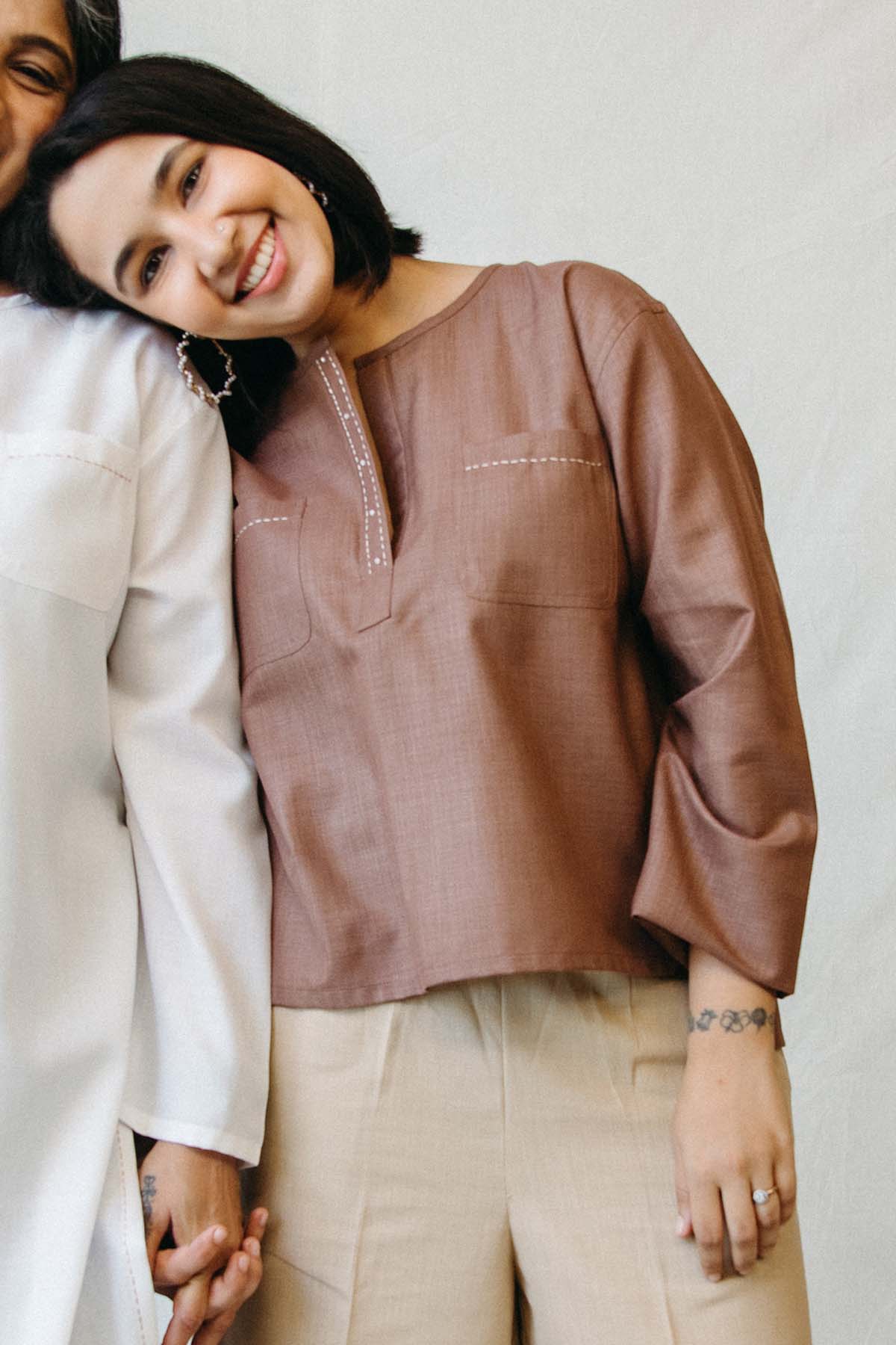 Chhaya Gandhi Brown Cotton Full Sleeve Top for women online at ScrollnShops