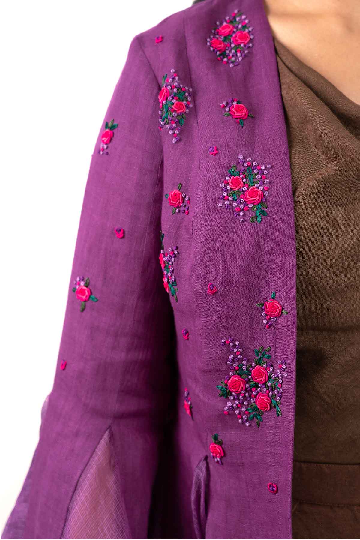 Brown Cowl Neck Indo-Western Set