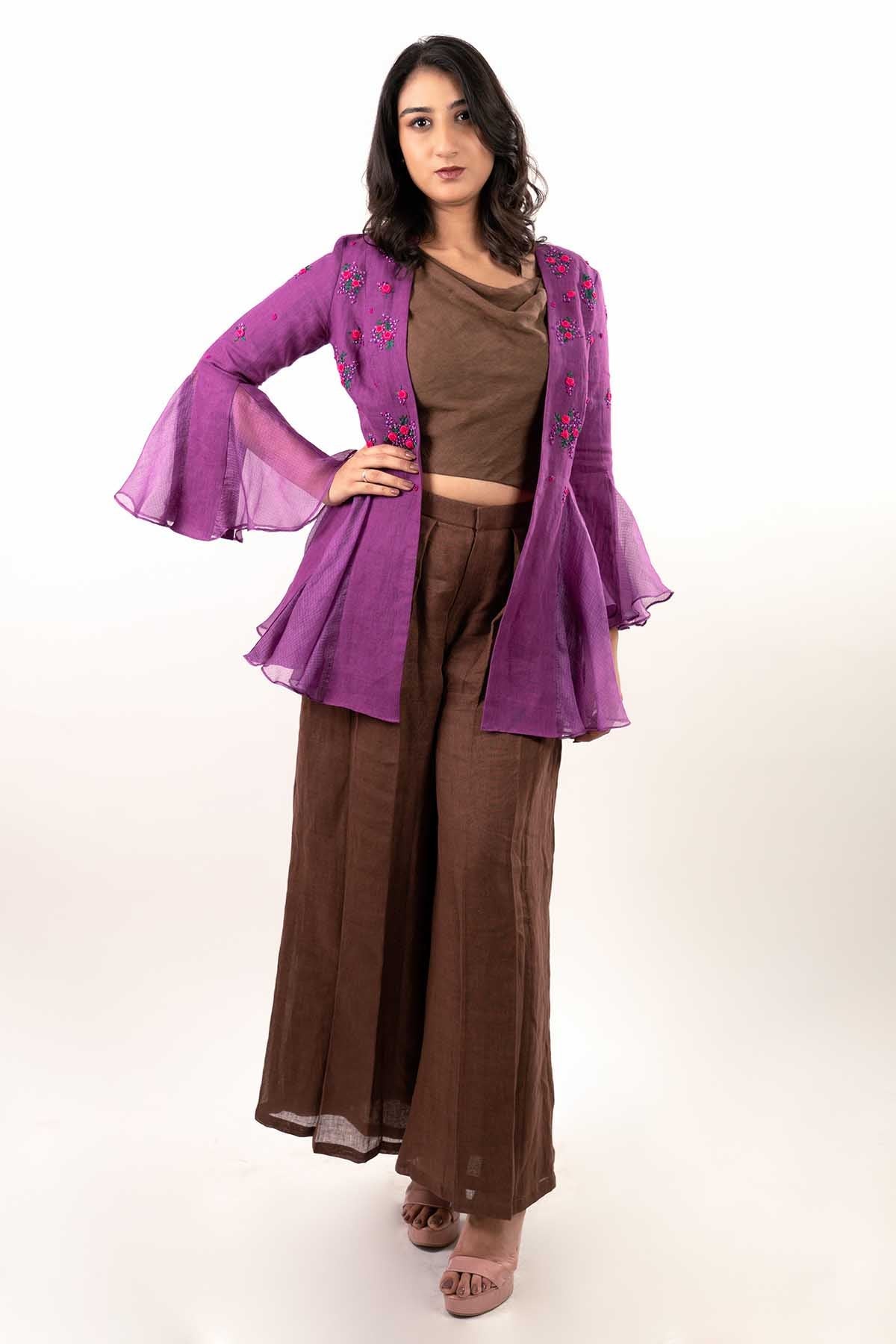 Buy Designer Brown Cowl Neck Indo-Western Set Online