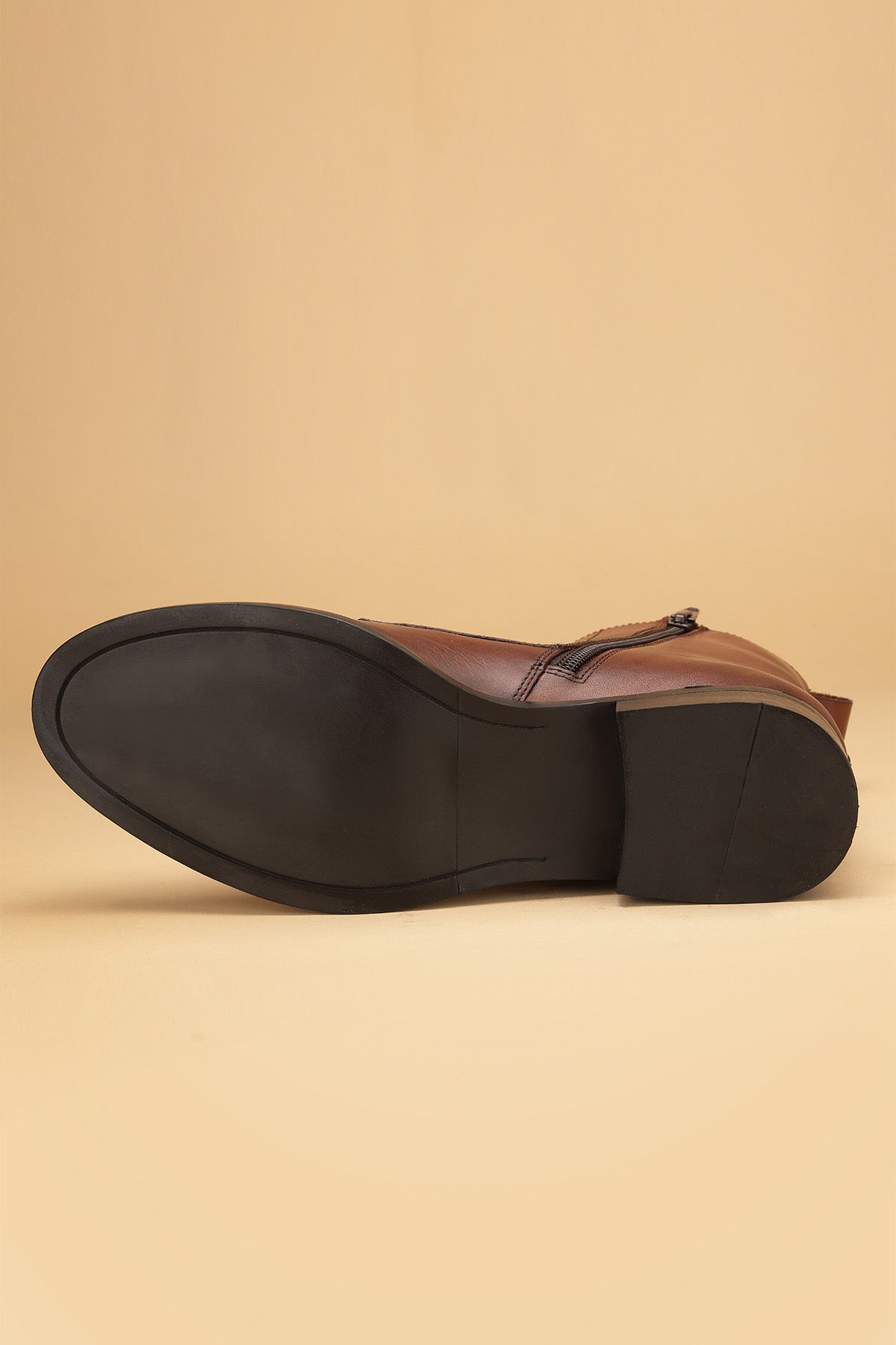 Brown Crust Leather Ankle Boots