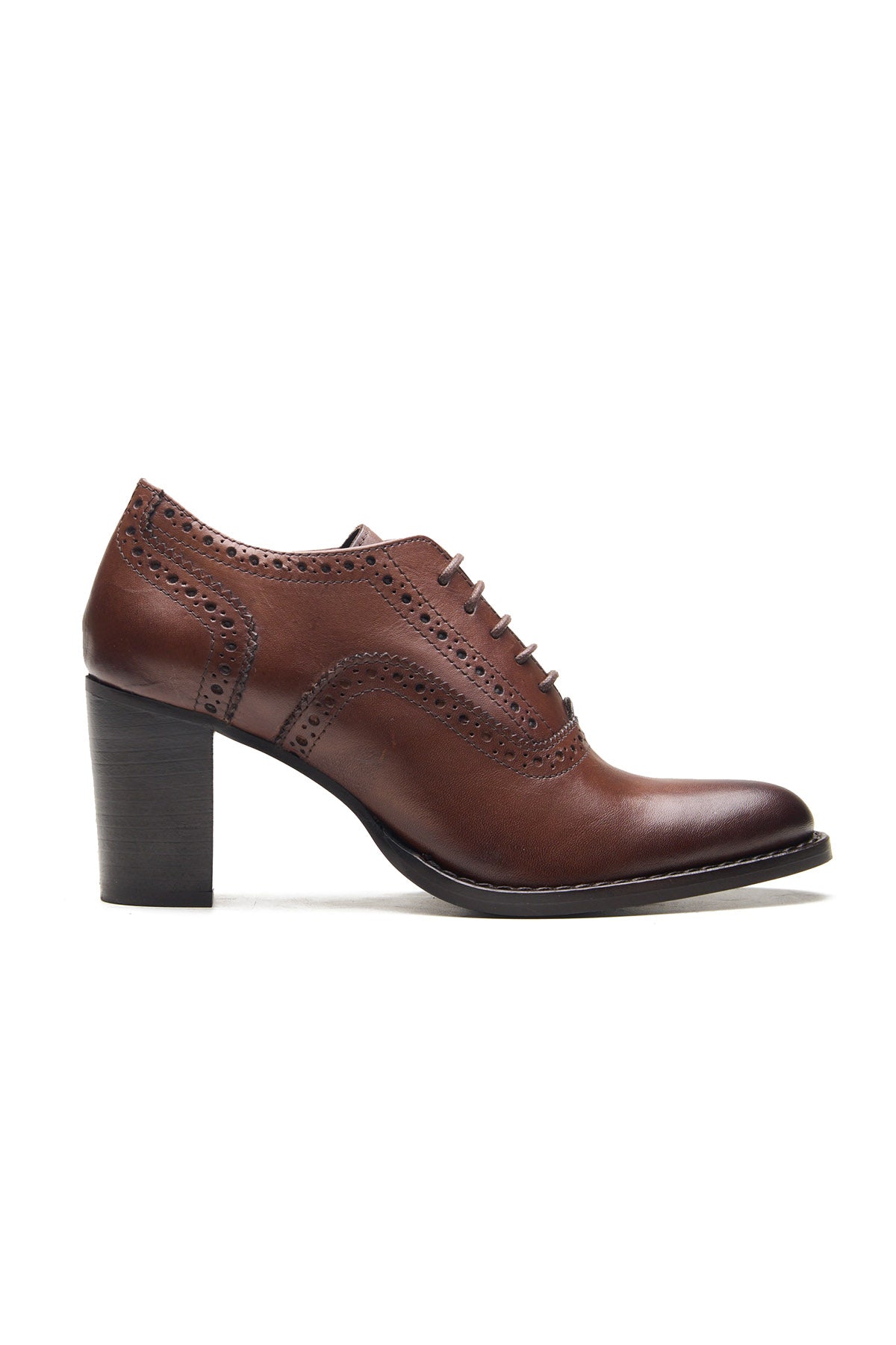 Brown Crust Leather Heel Shoes