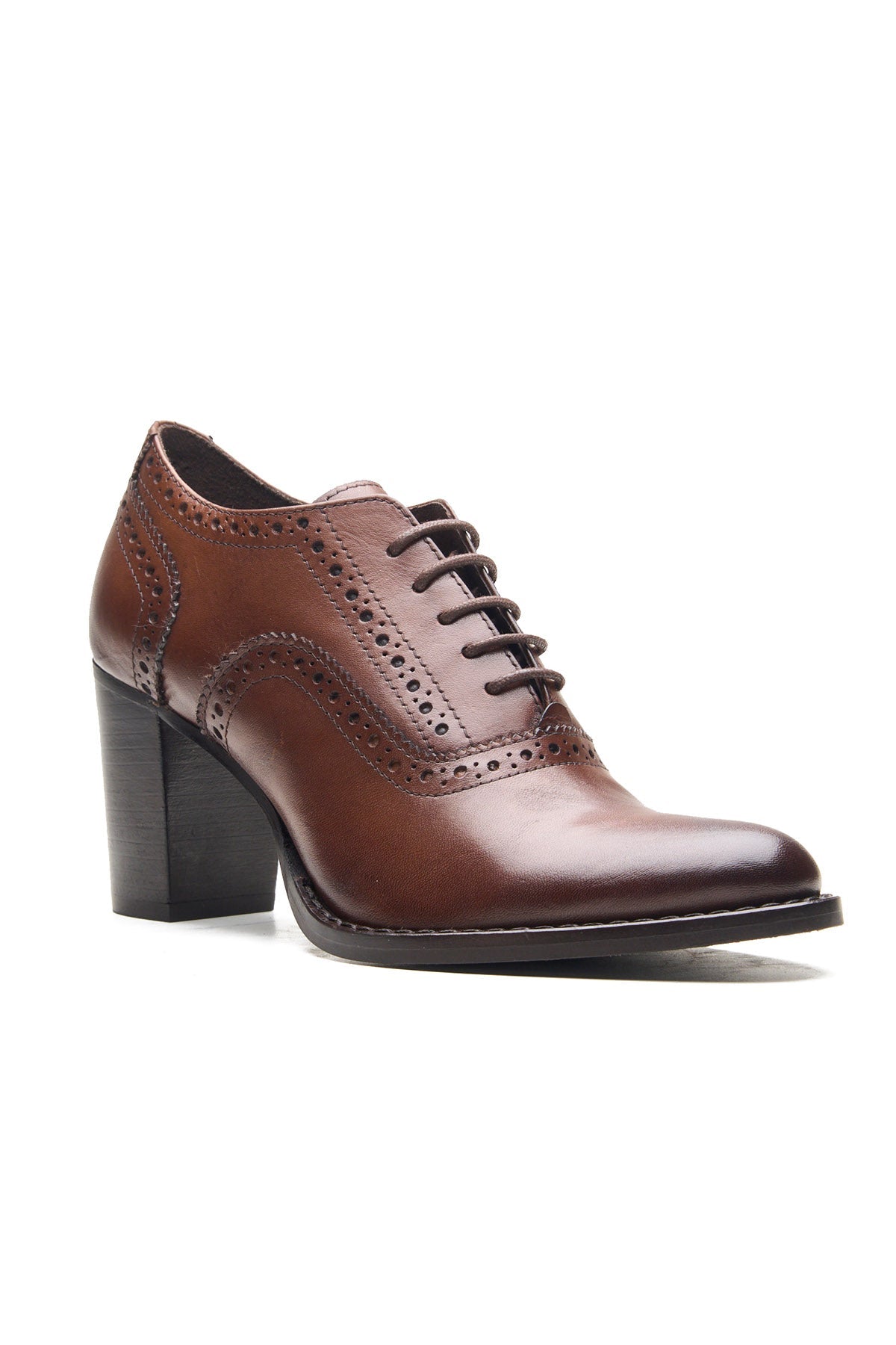 Buy Brown Crust Leather Heel Shoes by Dang Shoes for women online at ScrollnShops