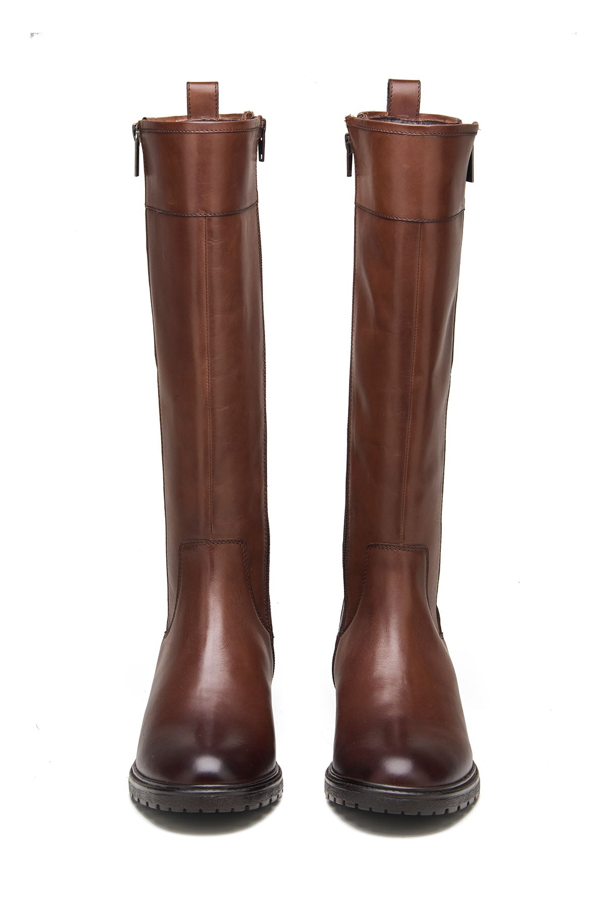 Brown Crust Leather Long Boots