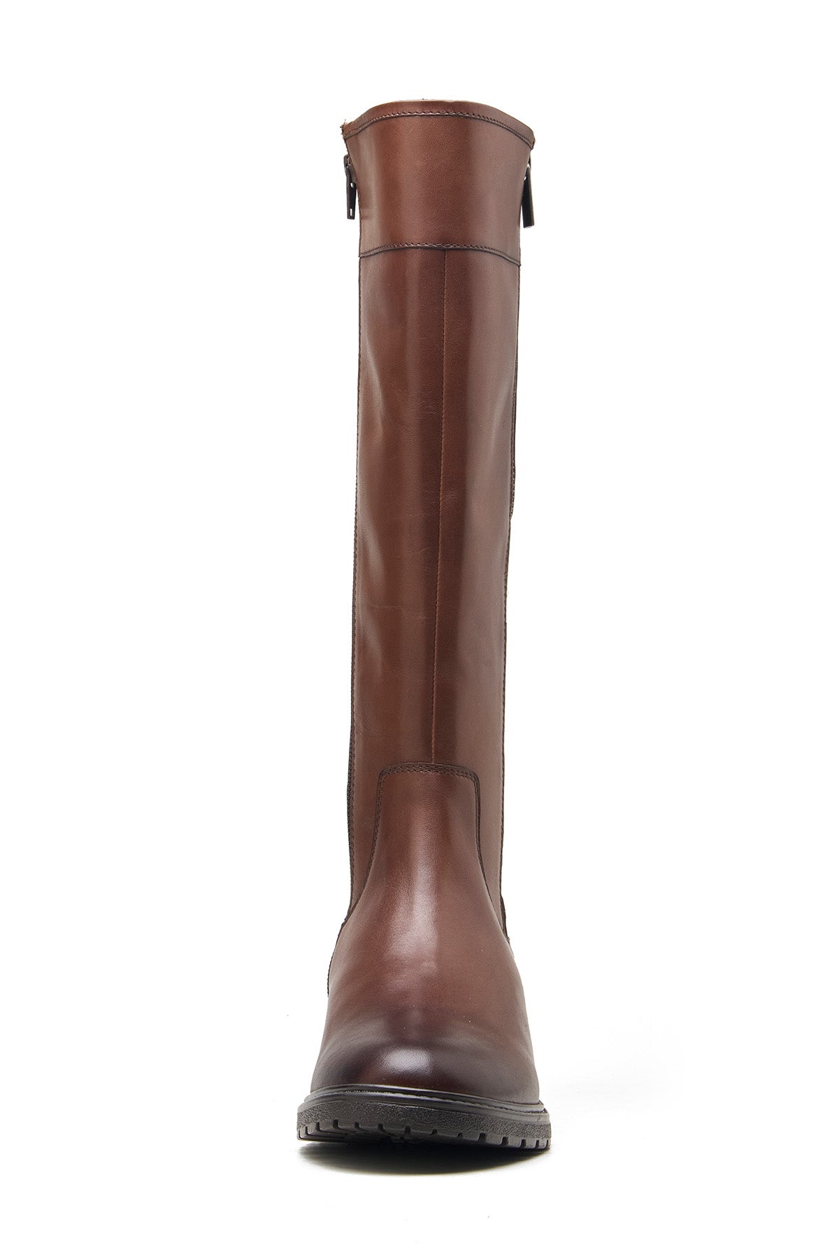 Brown Crust Leather Long Boots