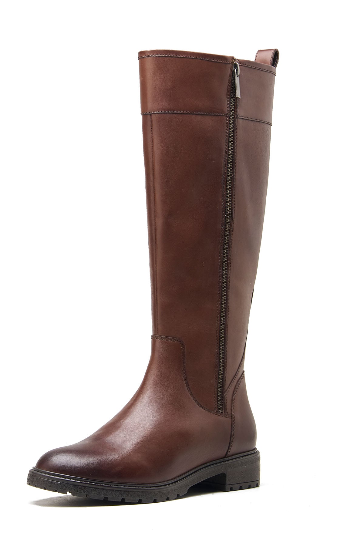 Brown Crust Leather Long Boots