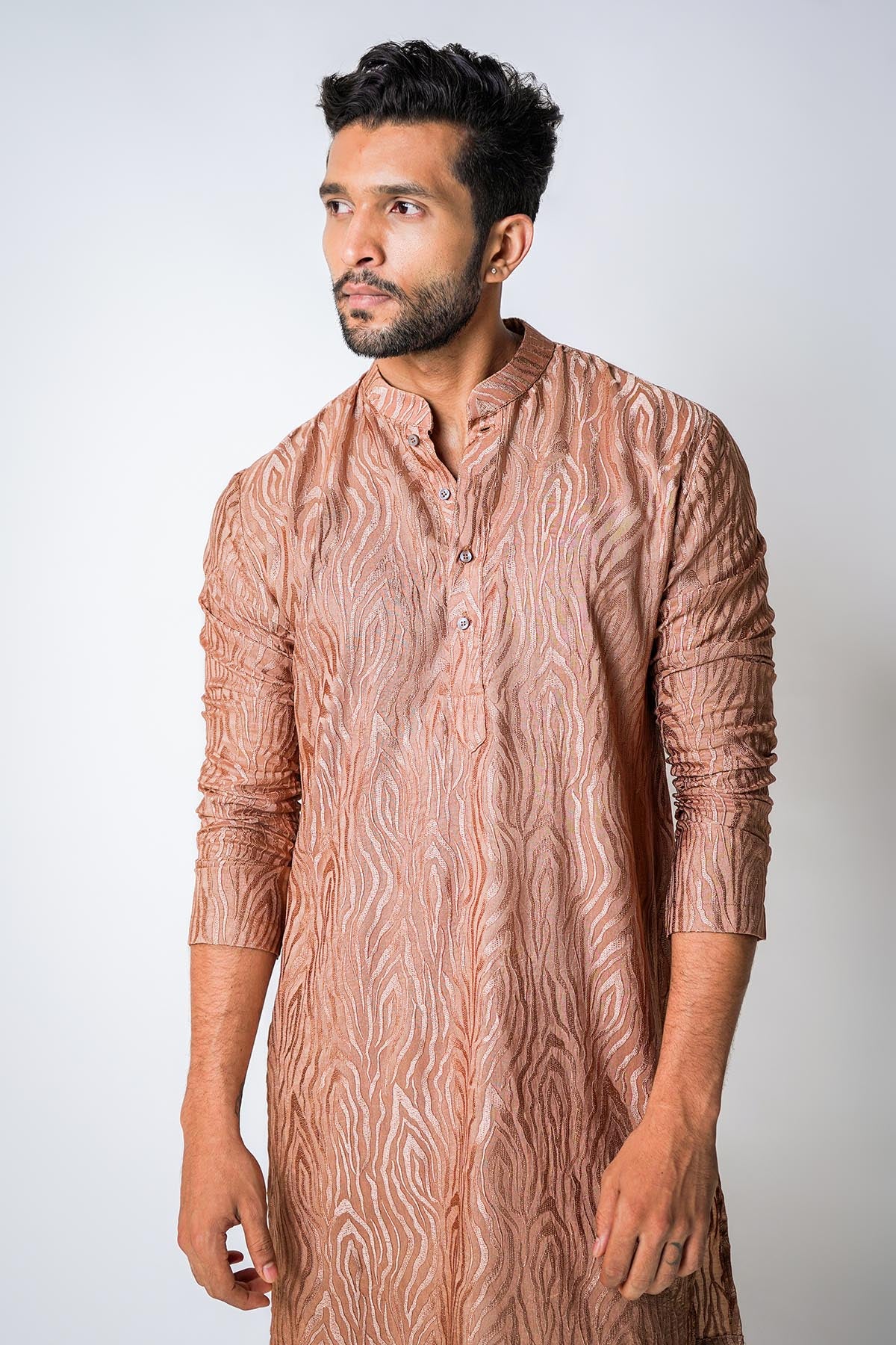 Brown Dola Silk Kurta & Pants
