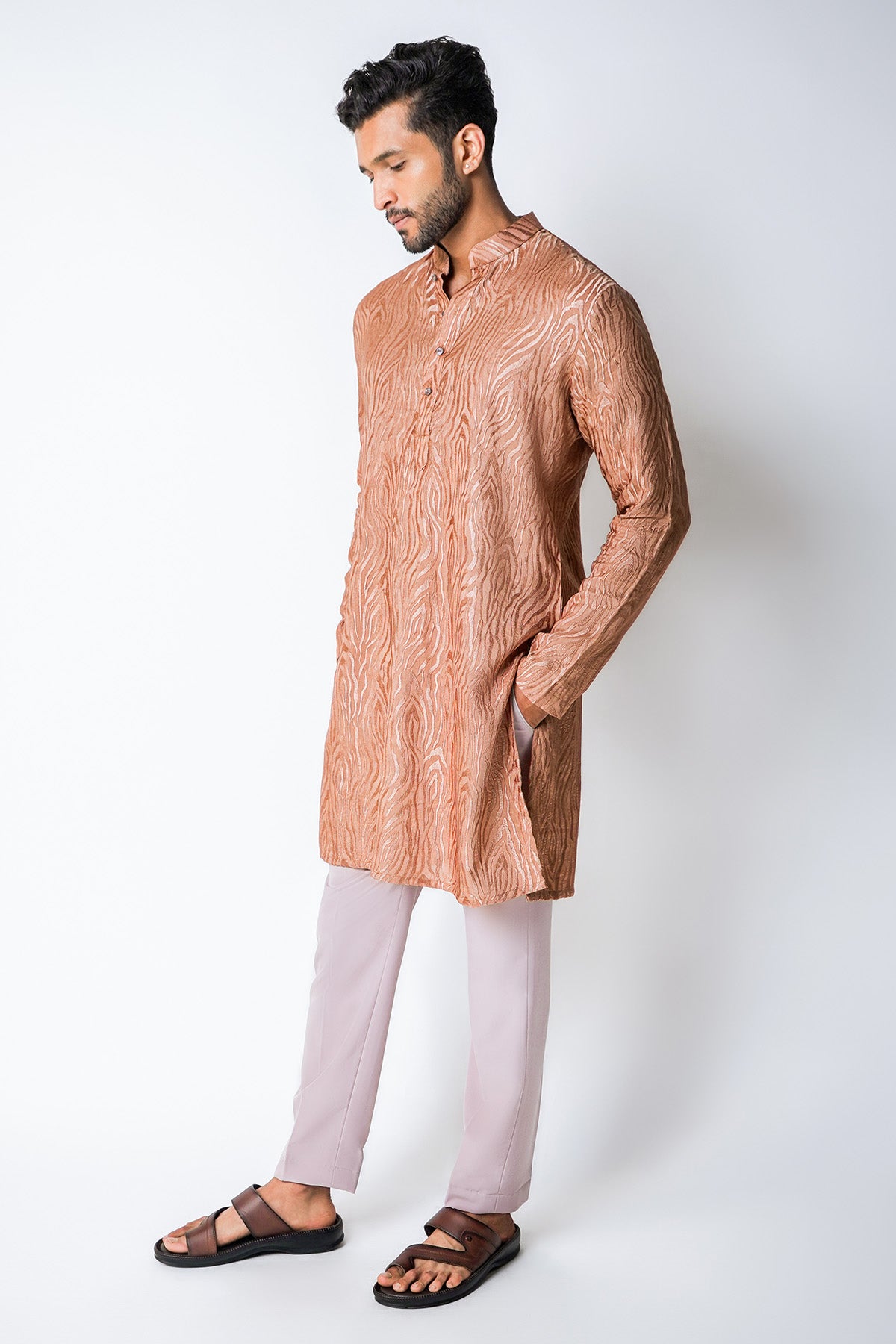 Brown Dola Silk Kurta & Pants