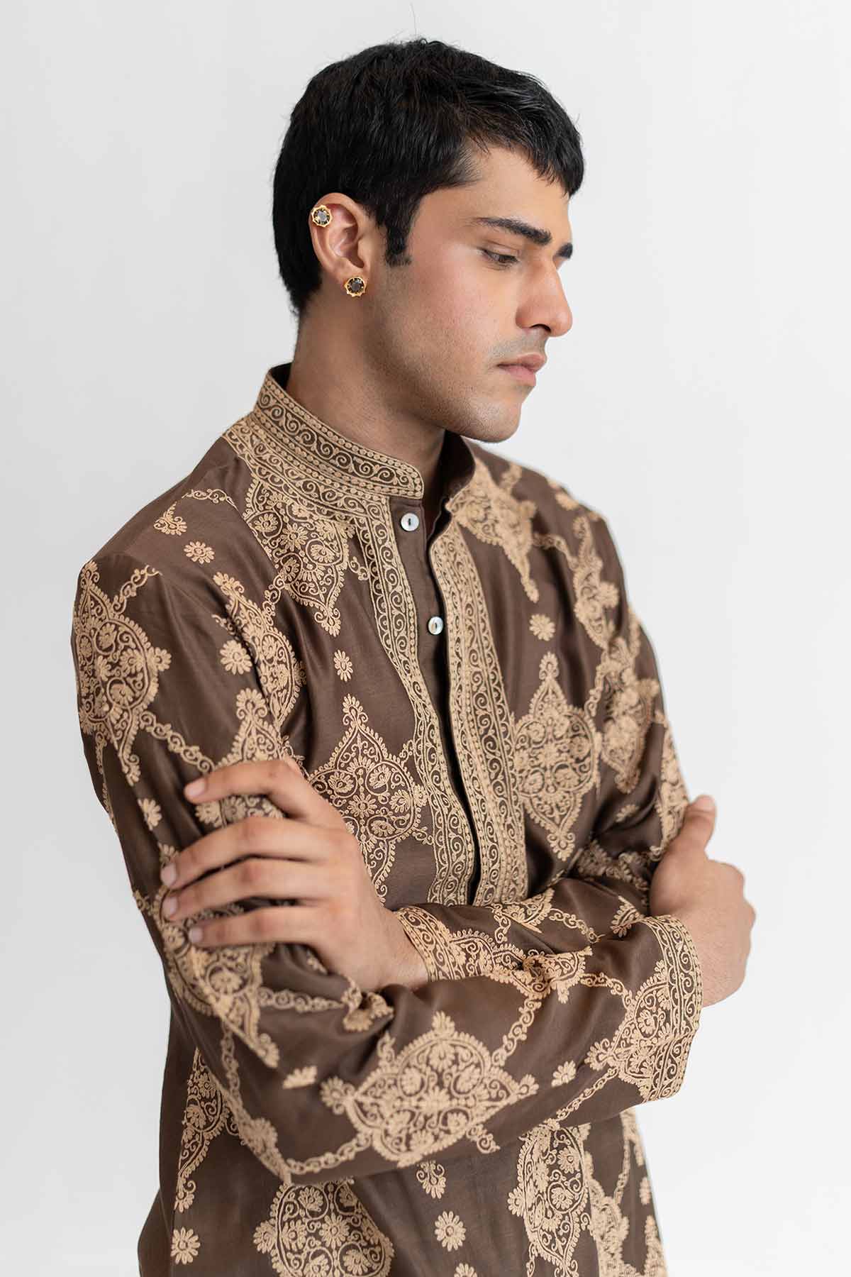 Brown Dori Marodi Kurta & Pants
