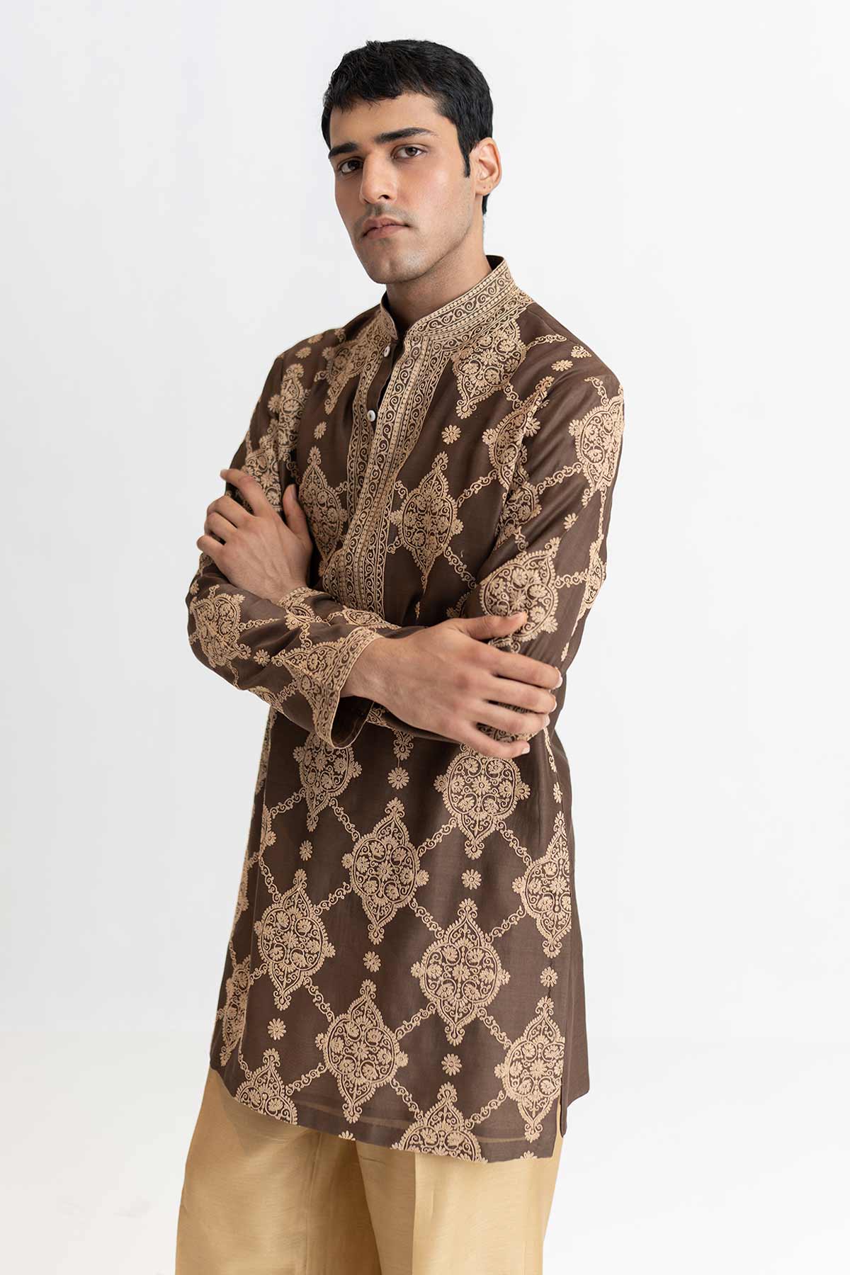 Brown Dori Marodi Kurta & Pants