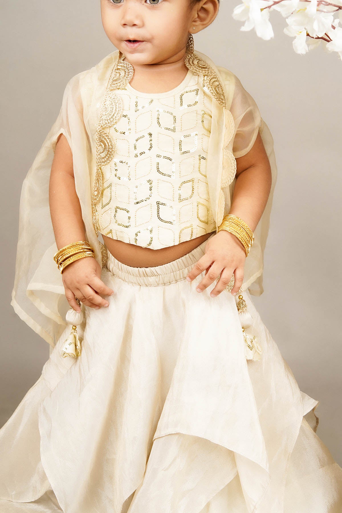 Brown Embroidered Gharara Set