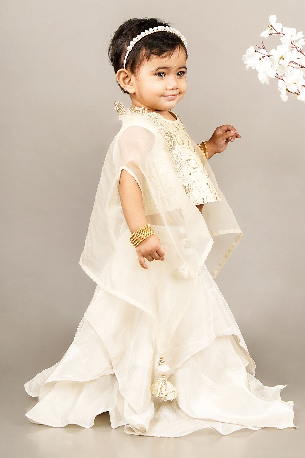 Brown Embroidered Gharara Set