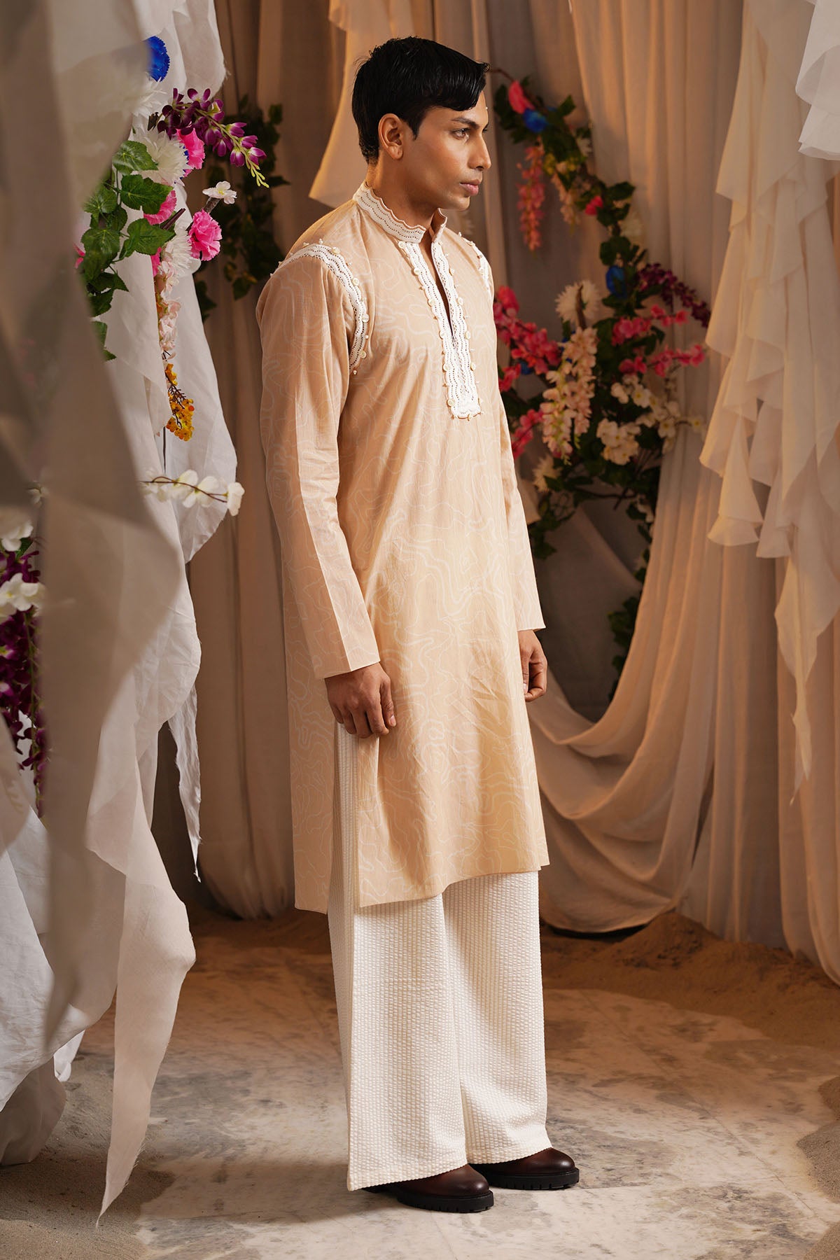 Brown Embroidered Kurta & Pants