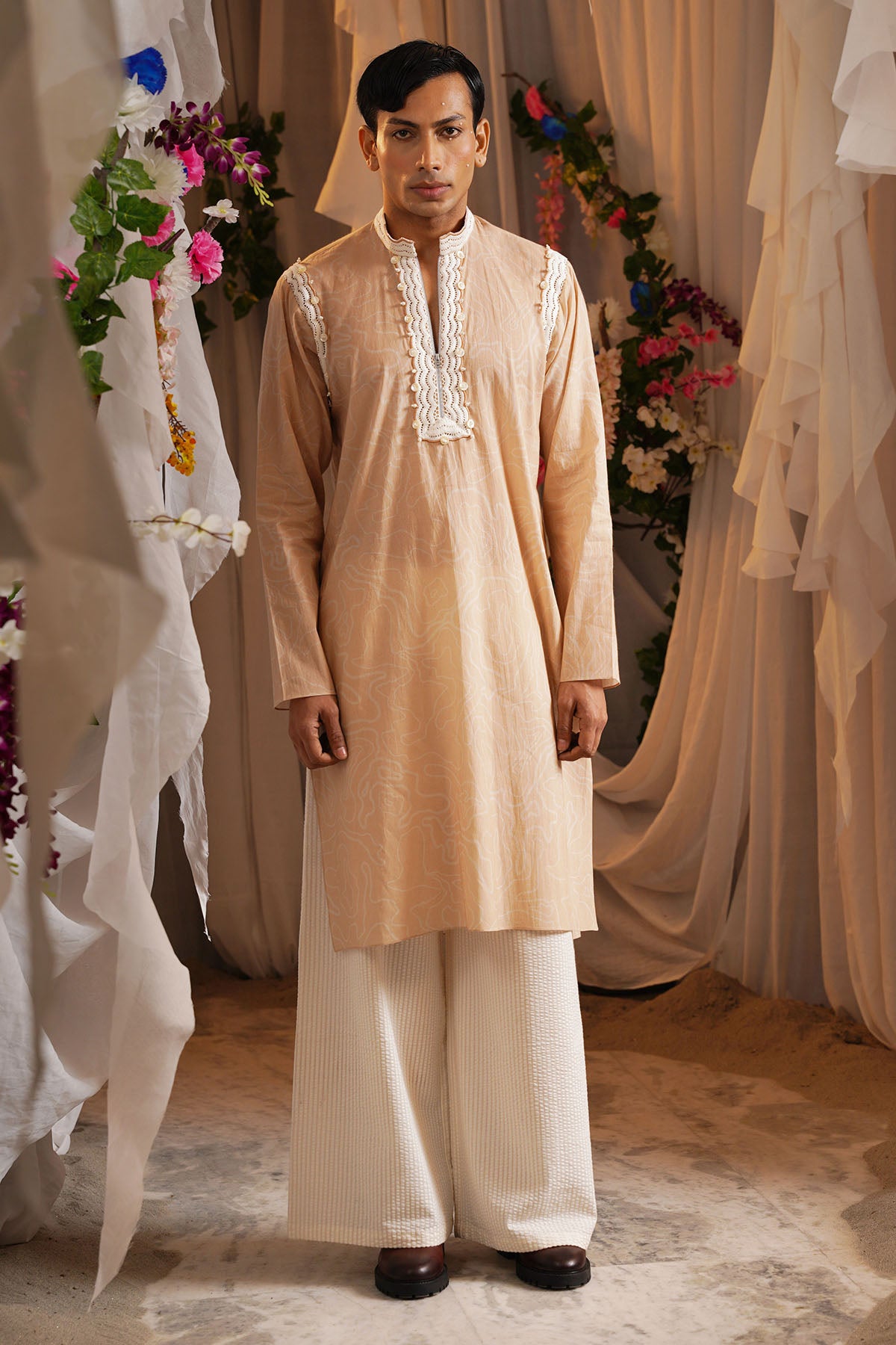 Brown Embroidered Kurta & Pants