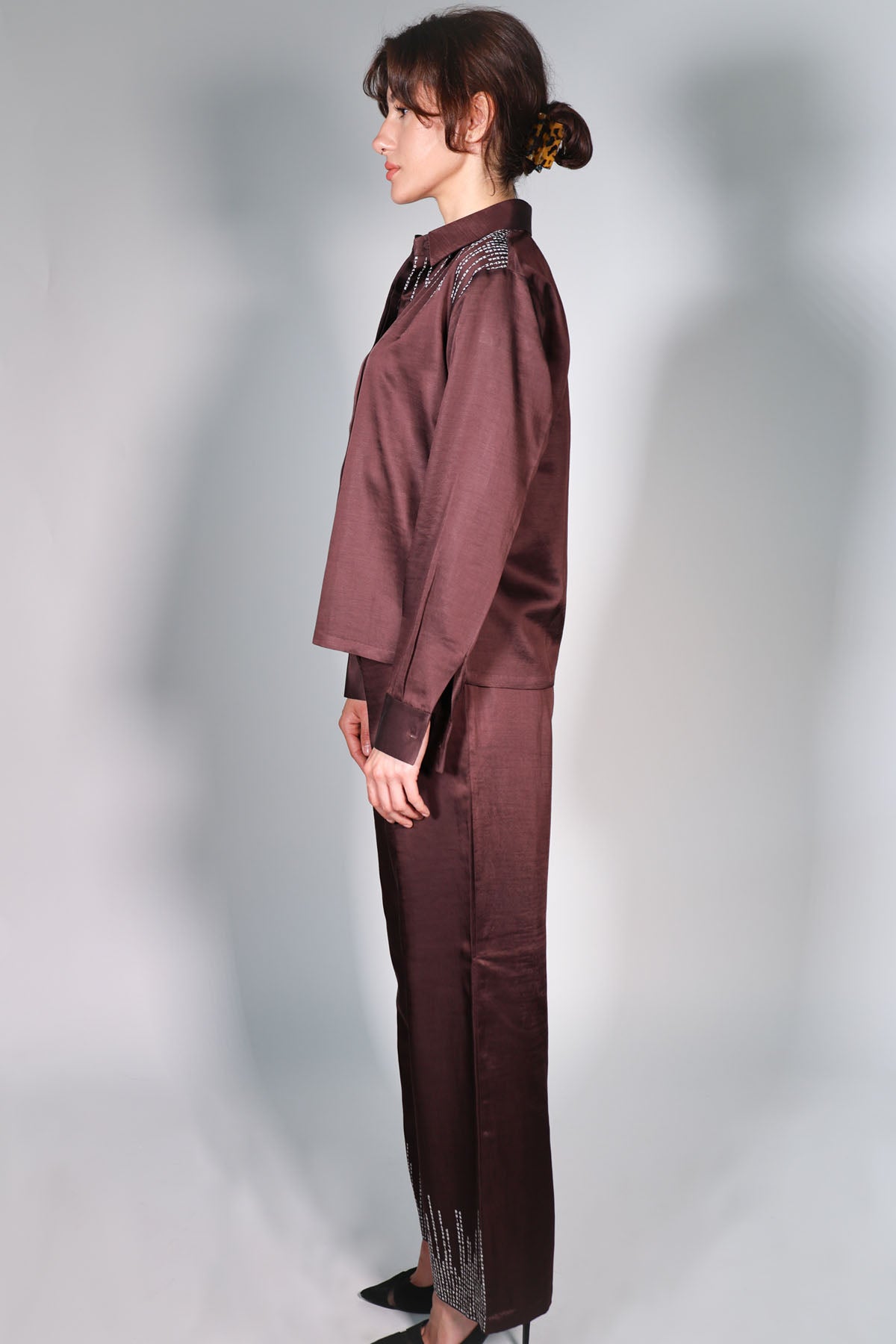 Brown Embroidered Shirt & Pants