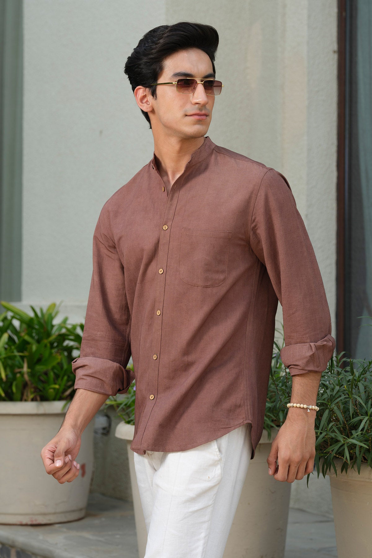 Brown Full Sleeves Organic Shirt