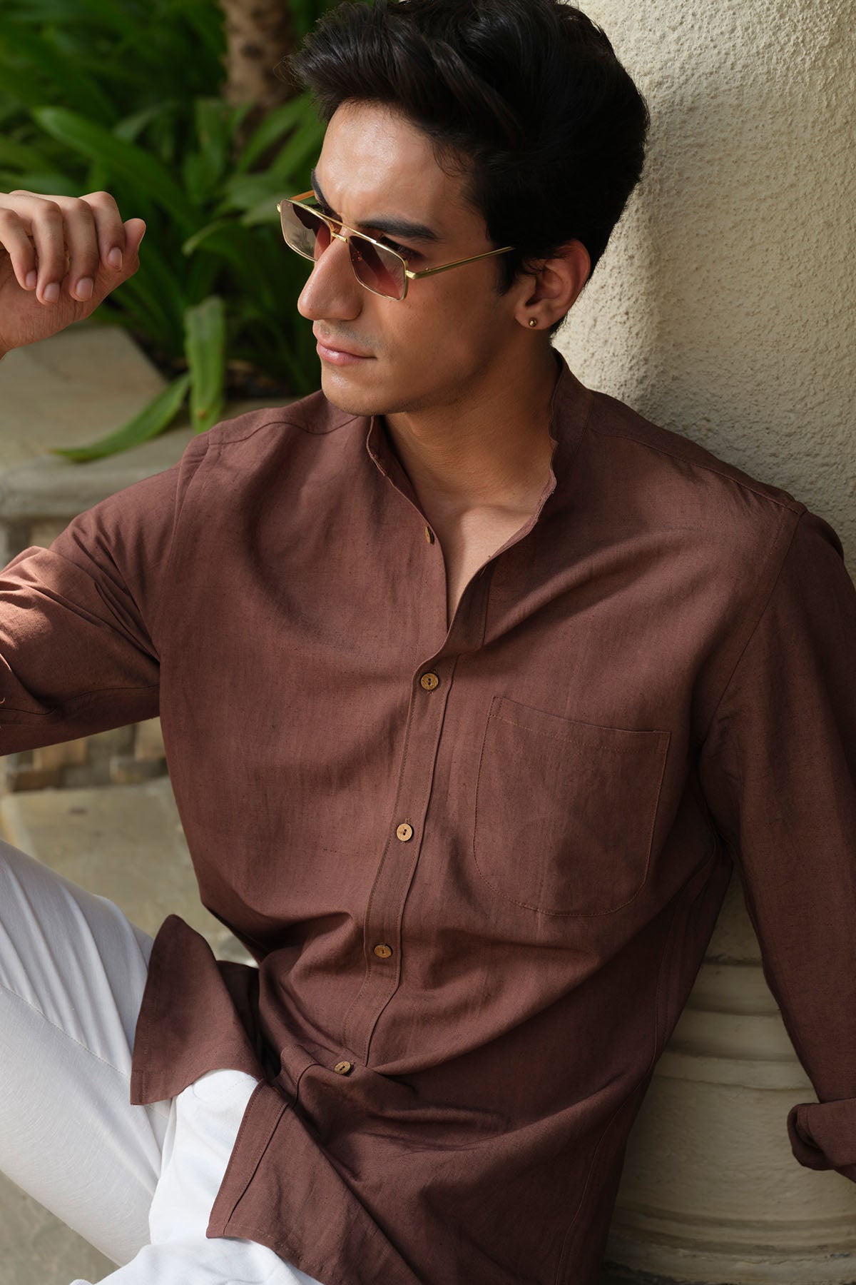 Brown Full Sleeves Organic Shirt