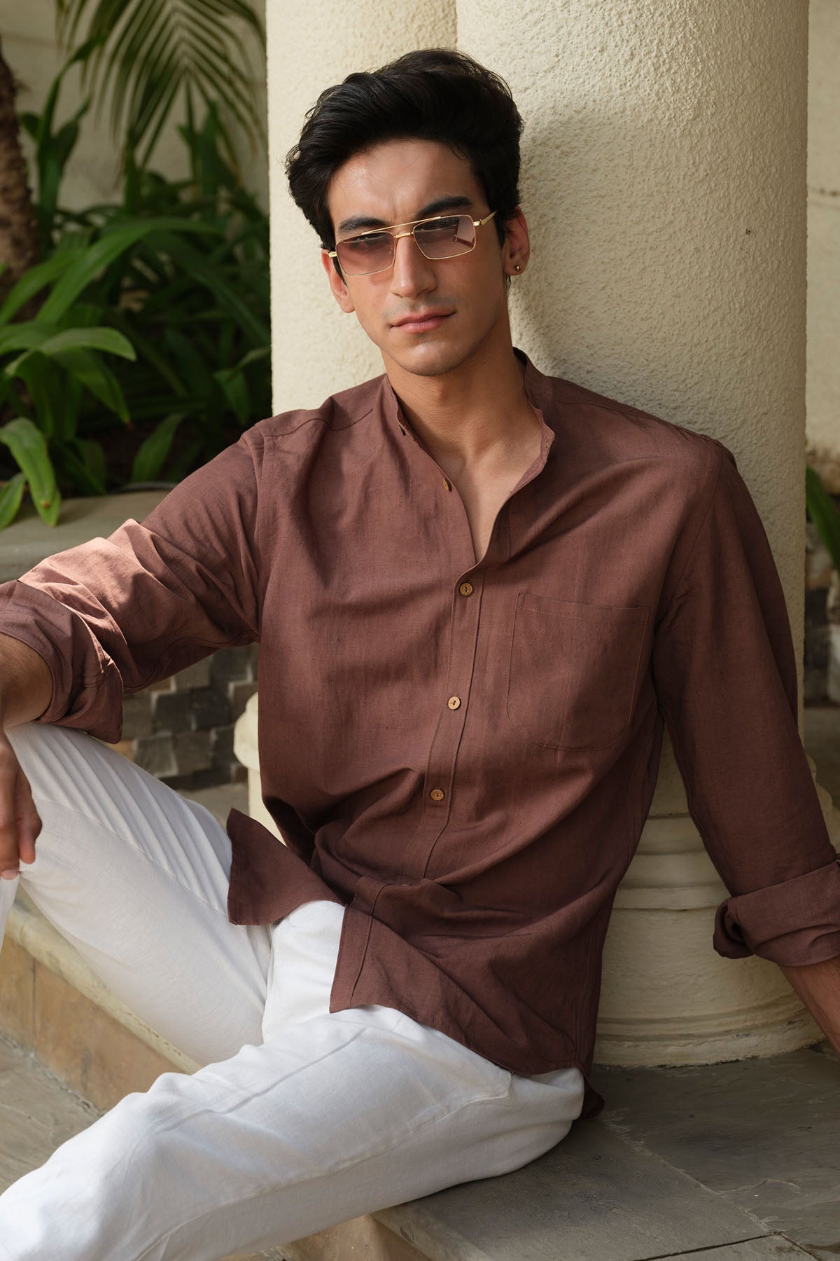 Brown Full Sleeves Organic Shirt