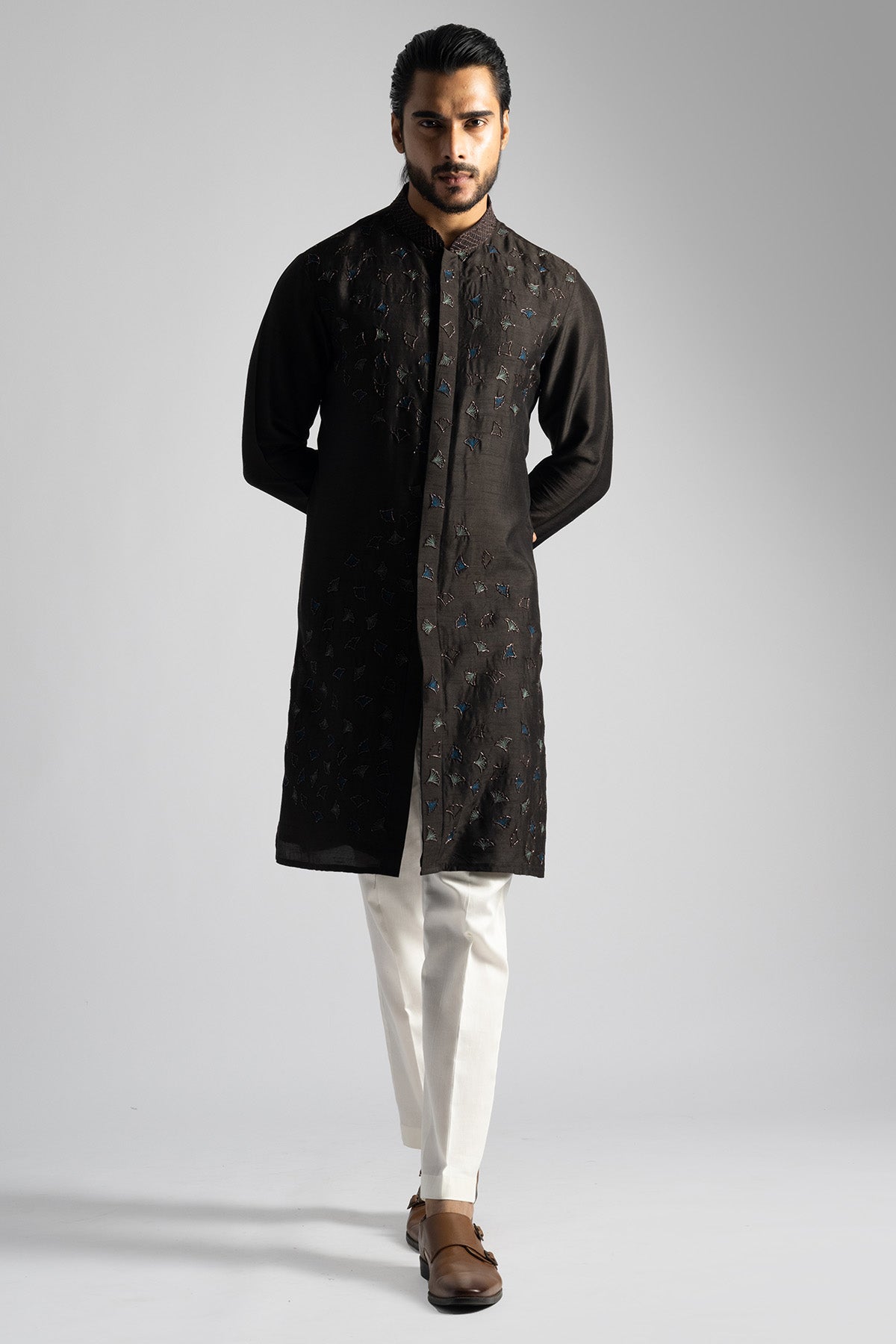 Buy Brown Geometric Kurta & Pants for men by Paarsh Atelier online available at scrollnshops