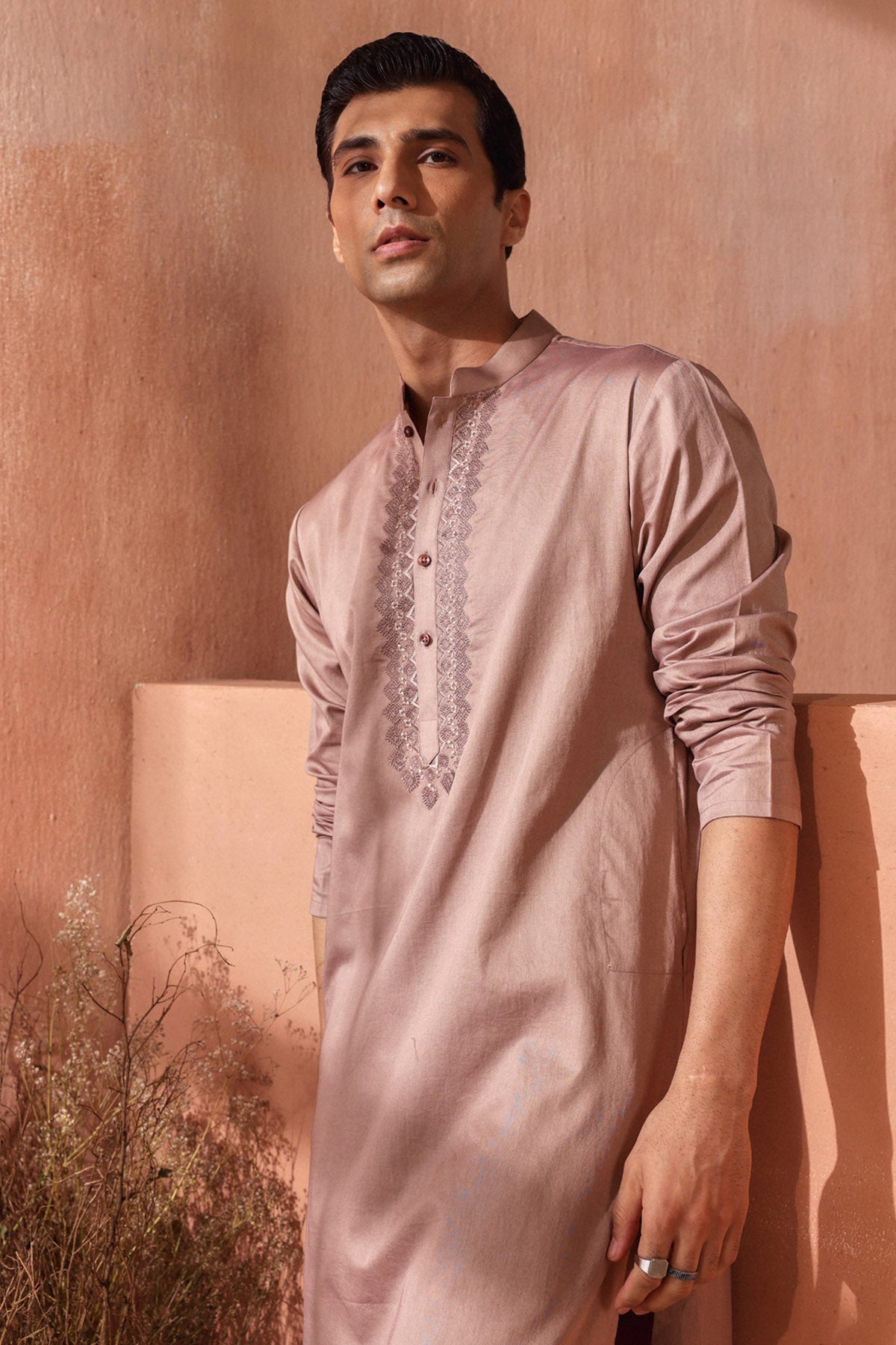 Brown Giza Cotton Kurta & Pants