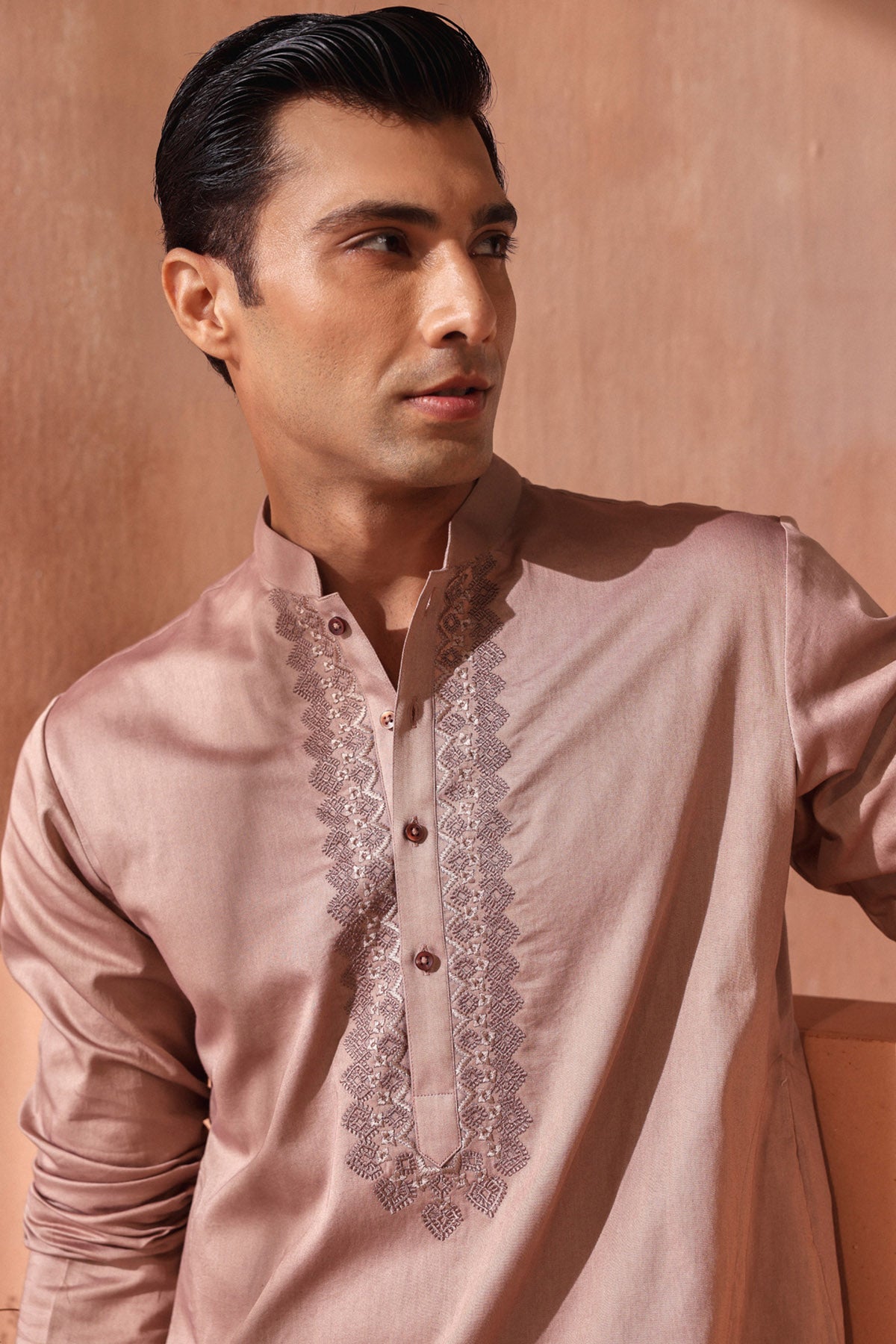 Brown Giza Cotton Kurta & Pants