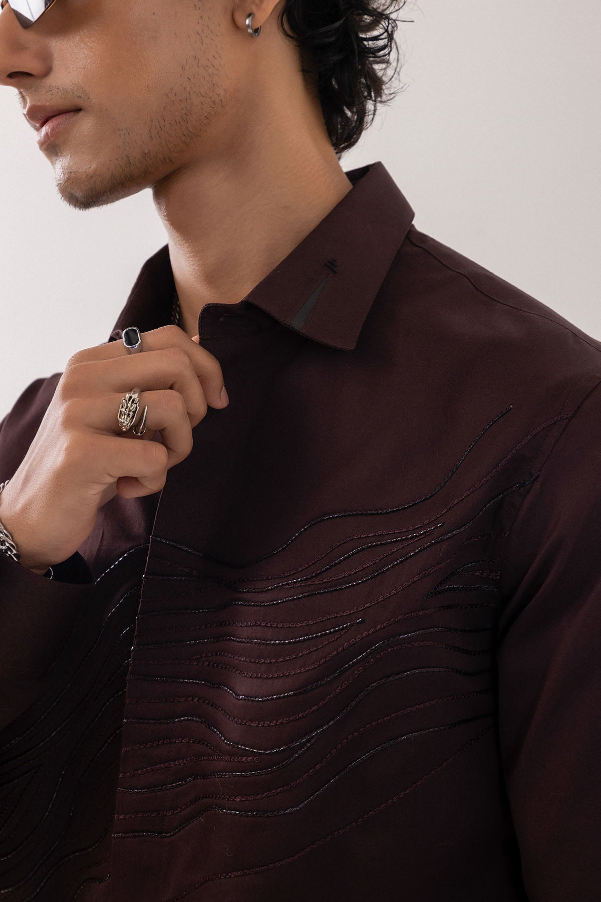 Brown Giza Cotton Resham Shirt