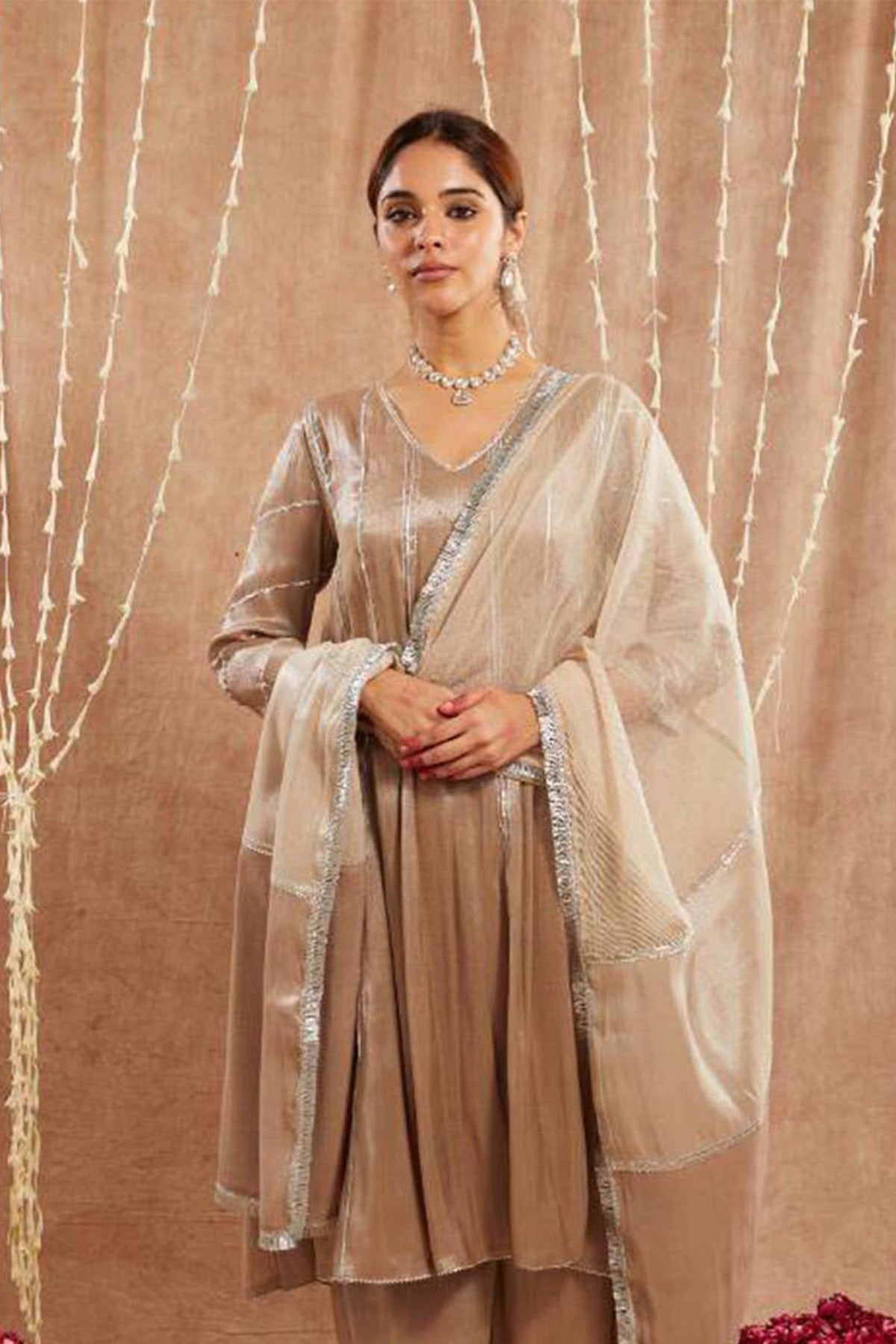 Buy Brown Gota Satka Net Dupatta by Nero for women online at ScrollnShops