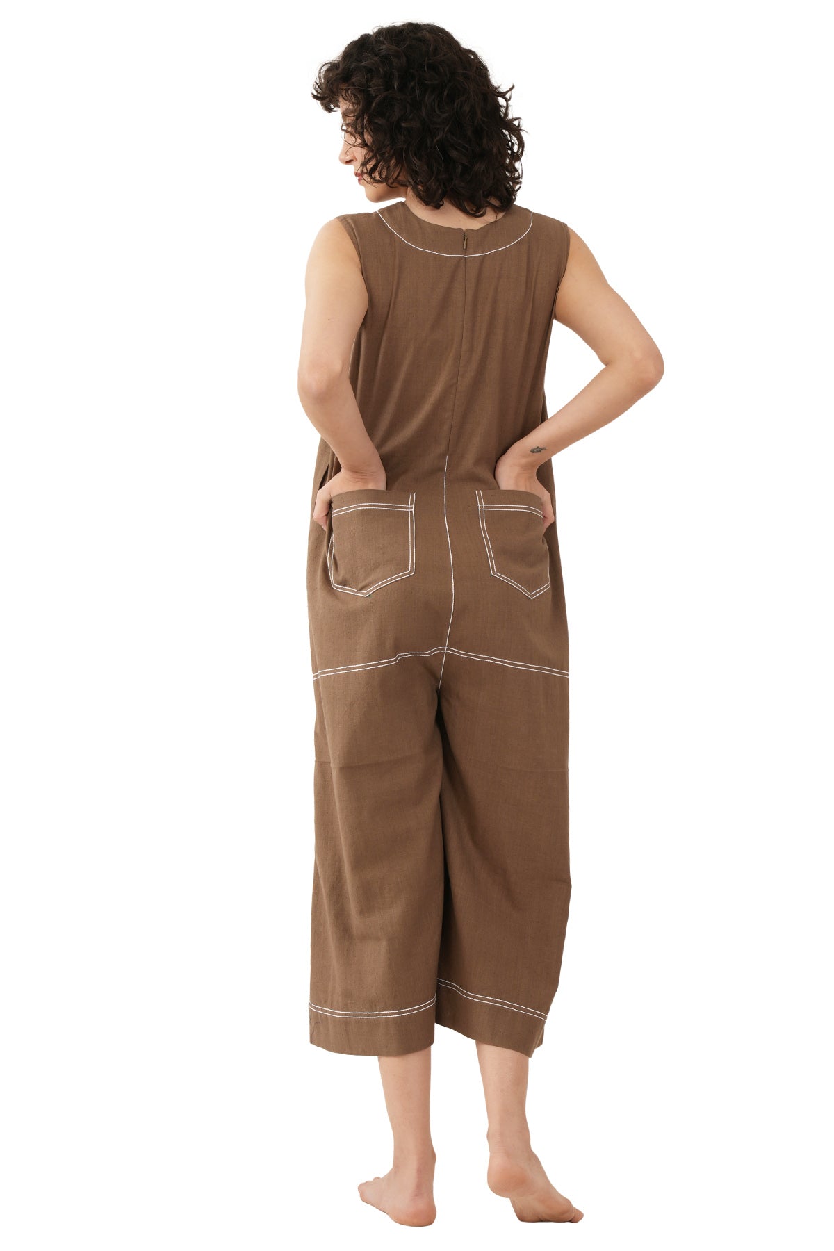 Brown Hand Embroidered Jumpsuit