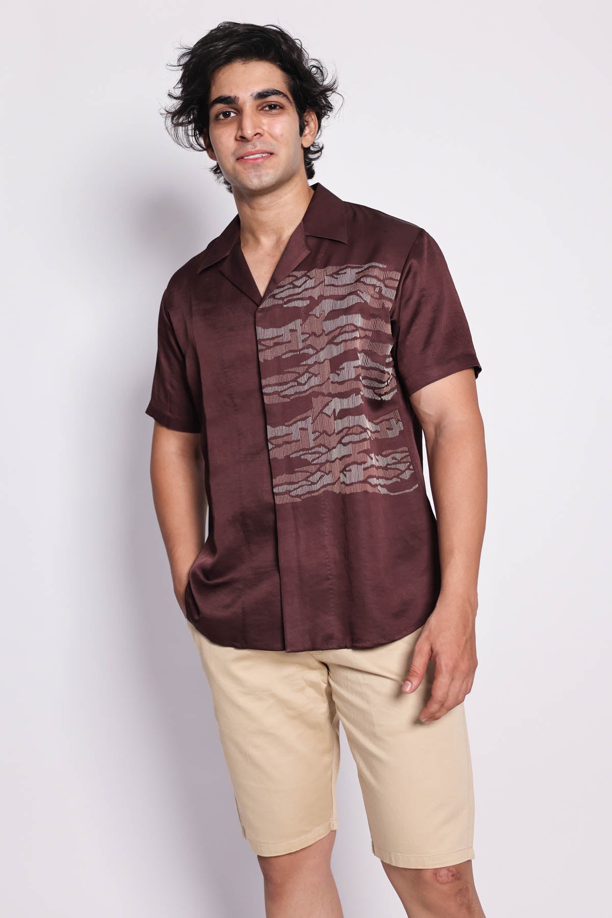 Buy Arya Giri Brown Hand Embroidered Shirt