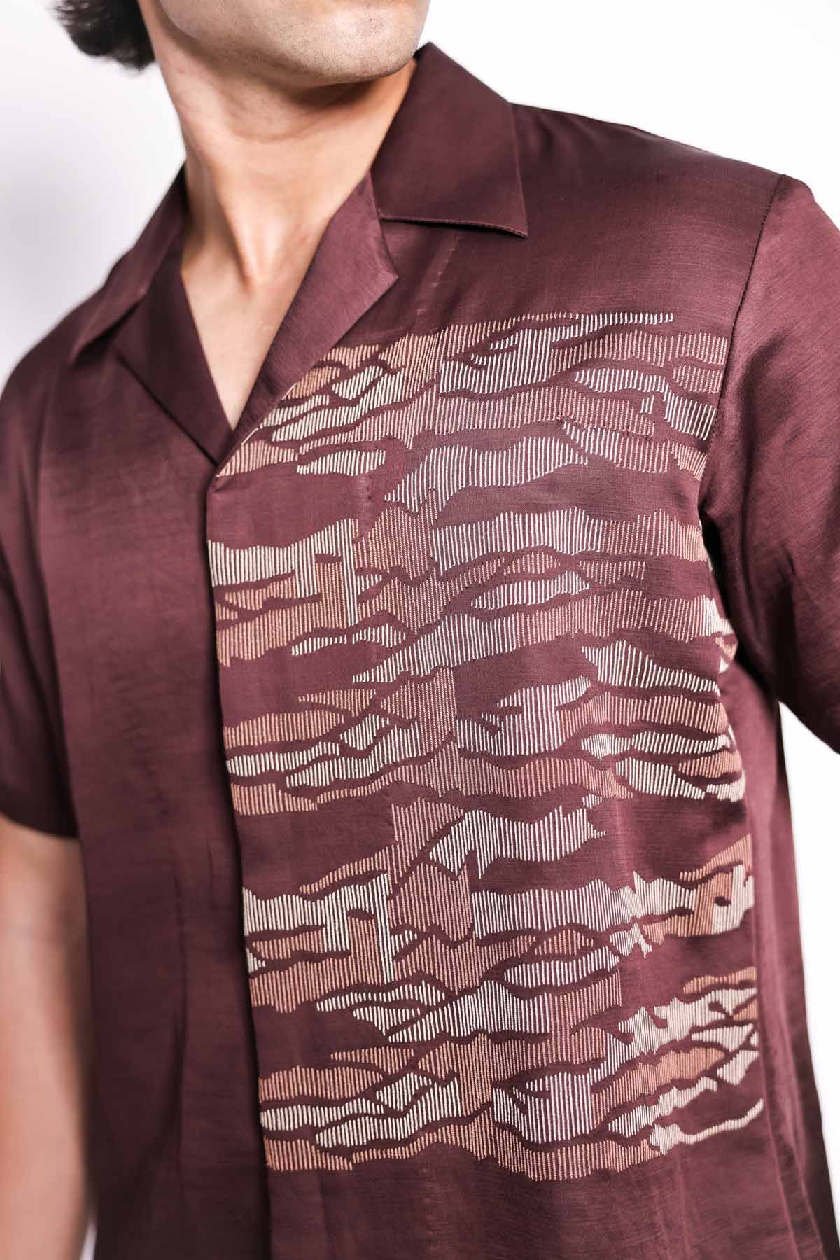 Brown Hand Embroidered Shirt