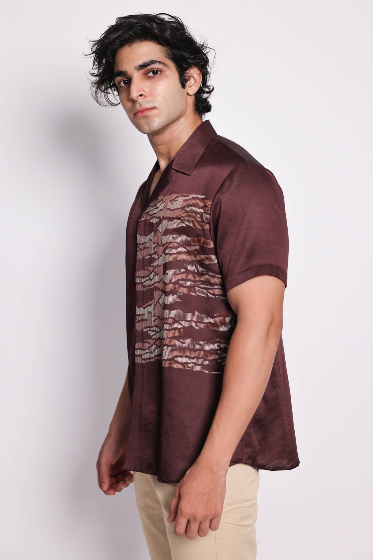 Brown Hand Embroidered Shirt