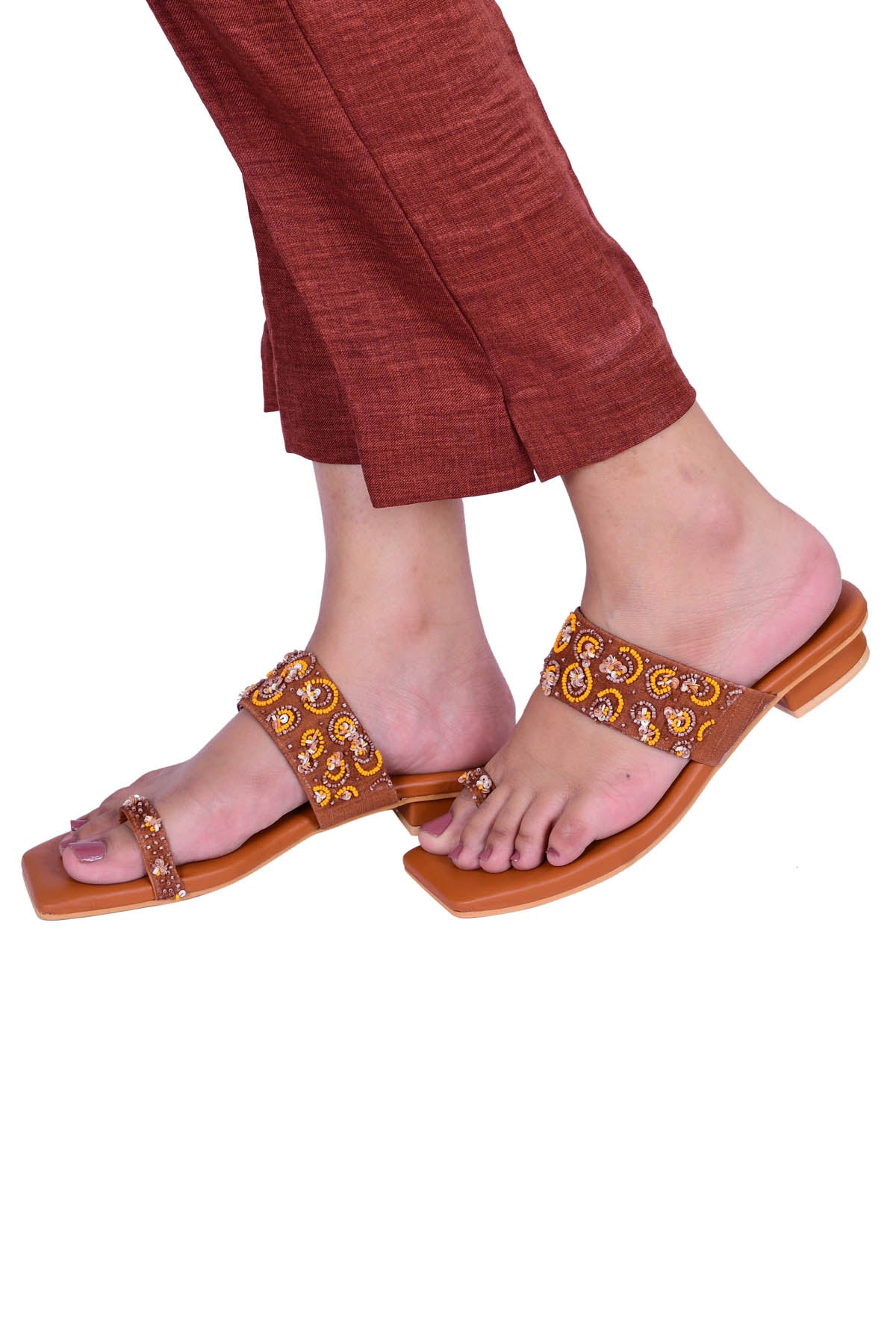 Brown Handwork Kolhapuri Chappal