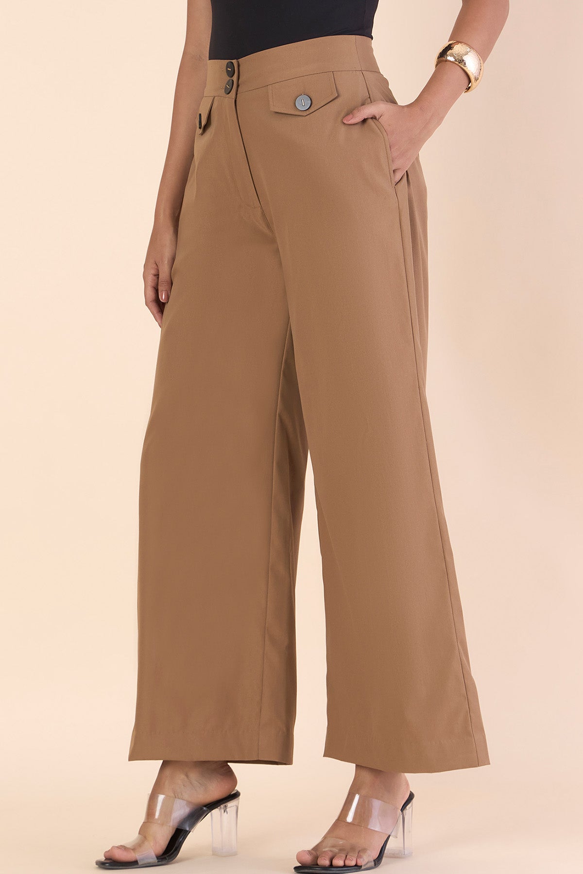 Brown High-Waisted Trousers