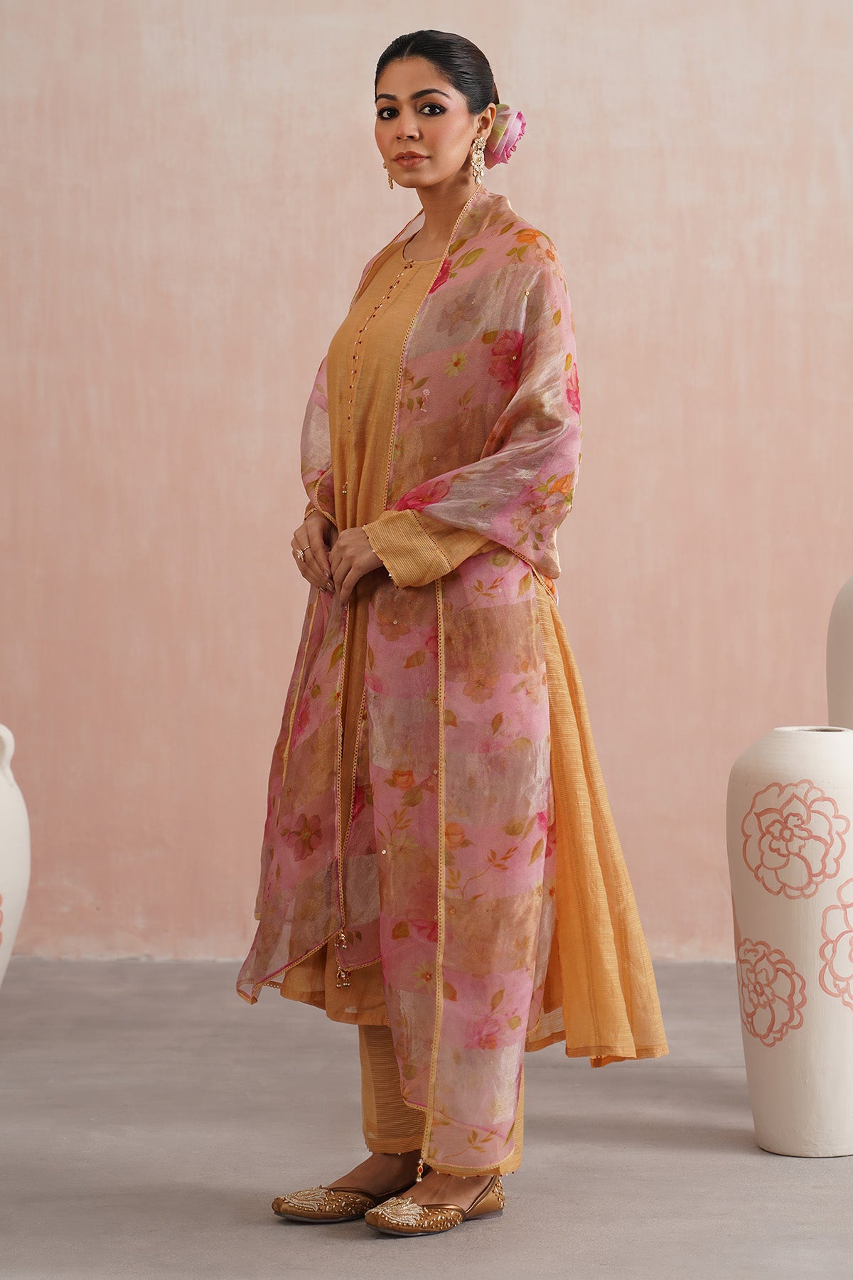 Brown Jewels Work Kurta Set