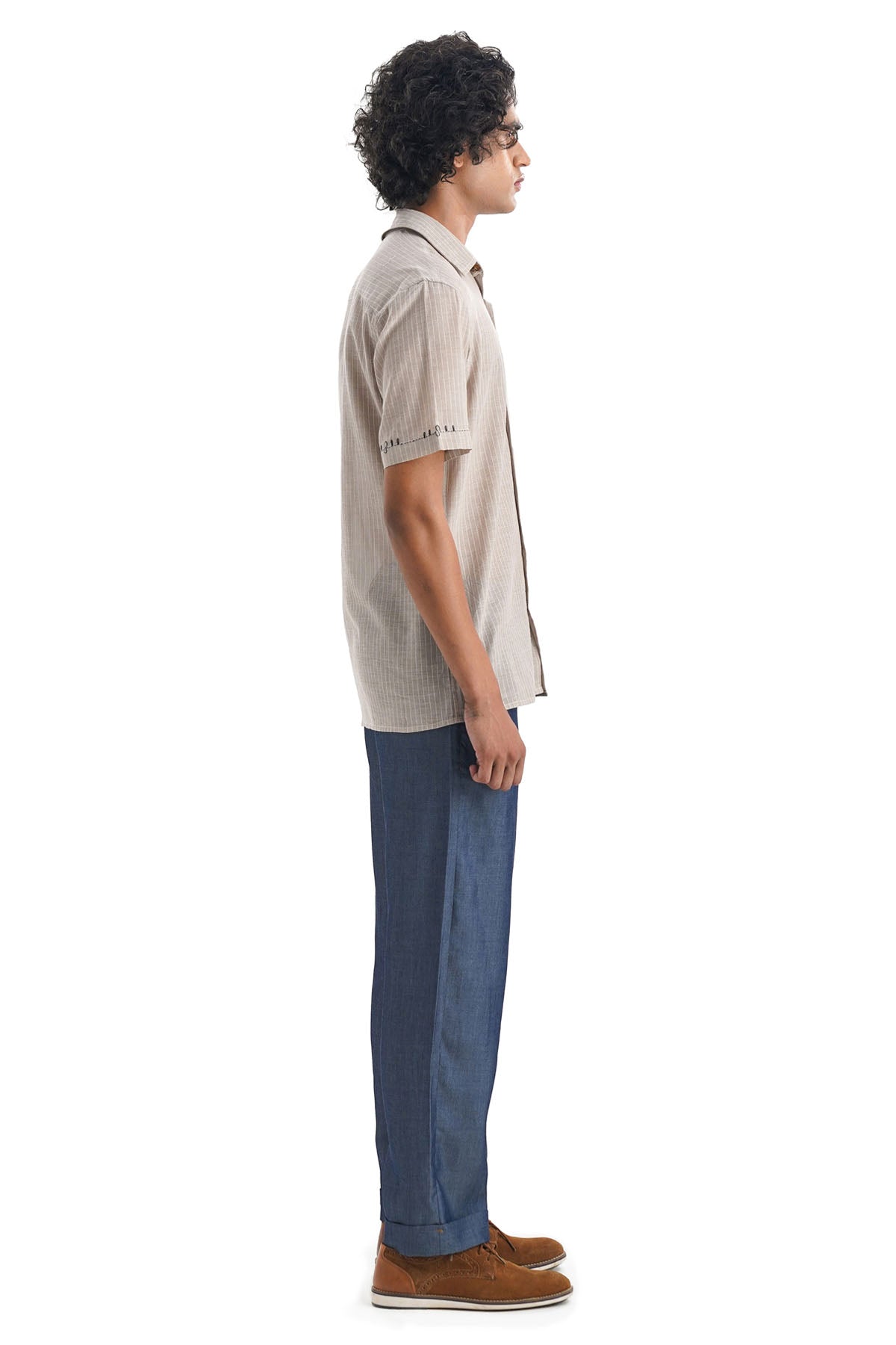 Brown Kantha Embroidered Shirt