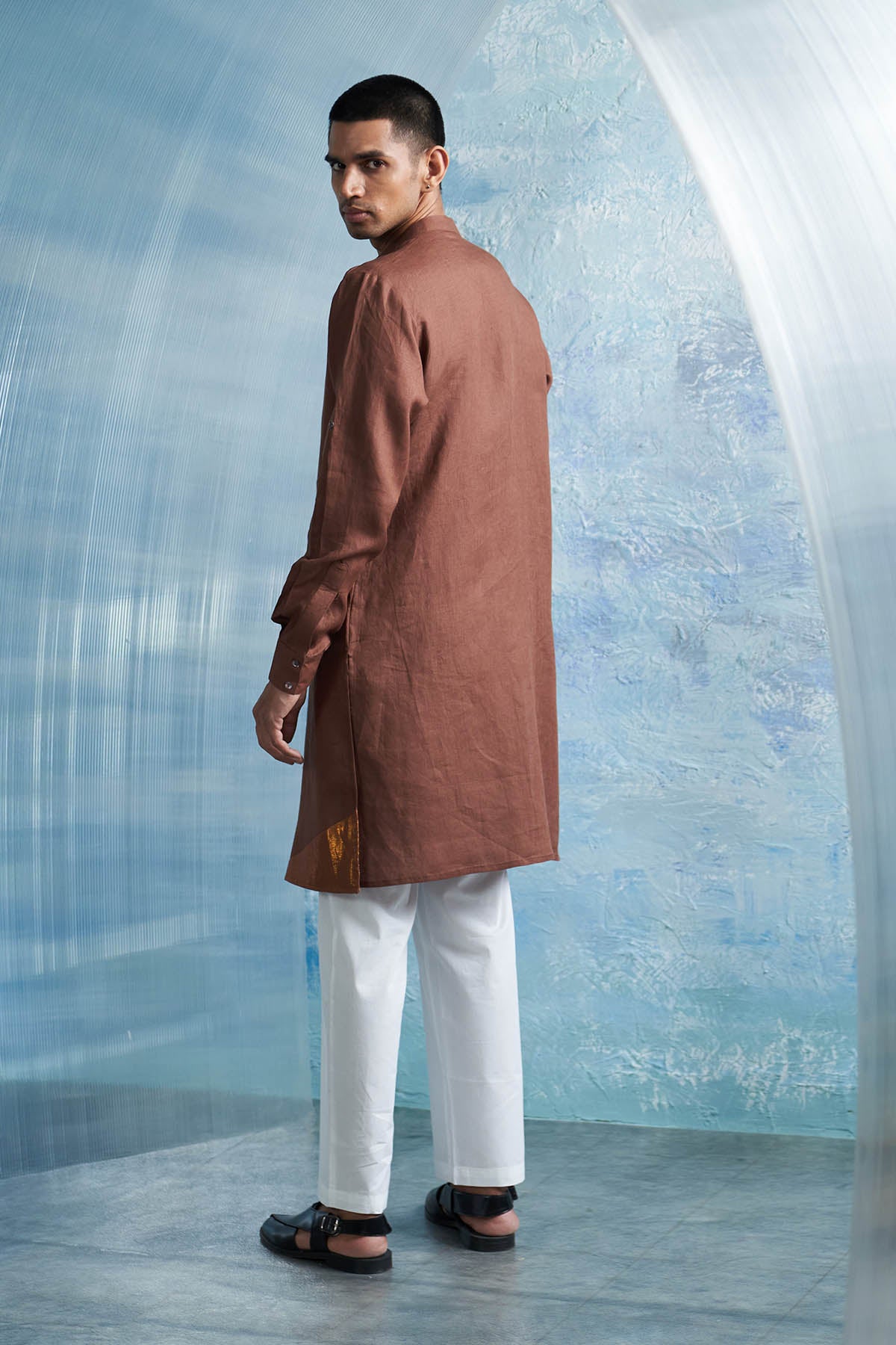 Brown Kurta Set & Overlap Jacket